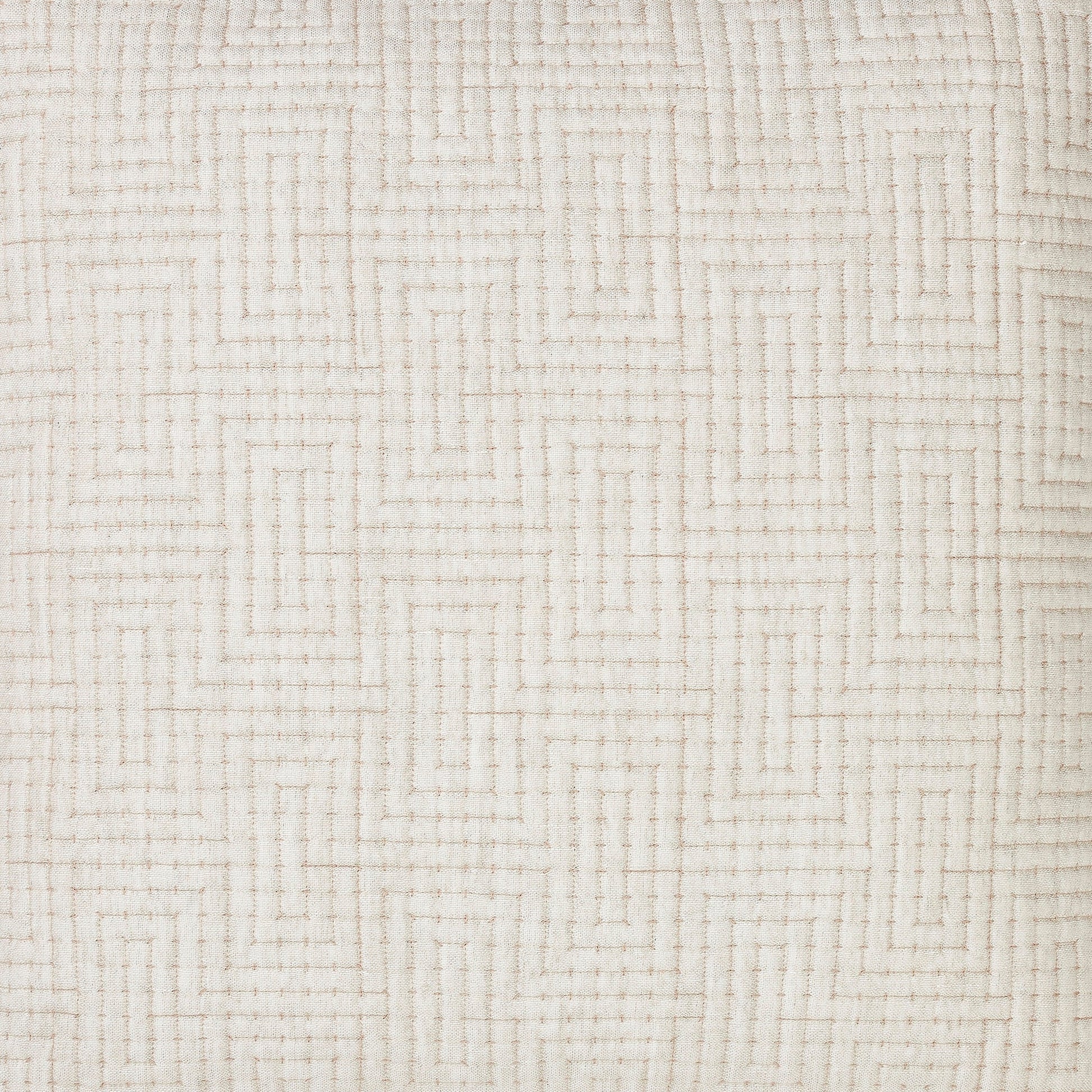 KS-259-2036_2|Neutral beige sophisticated coverlet, premium bedding with an intricate geometric labyrinth stitch pattern, adding a contemporary touch to decor.