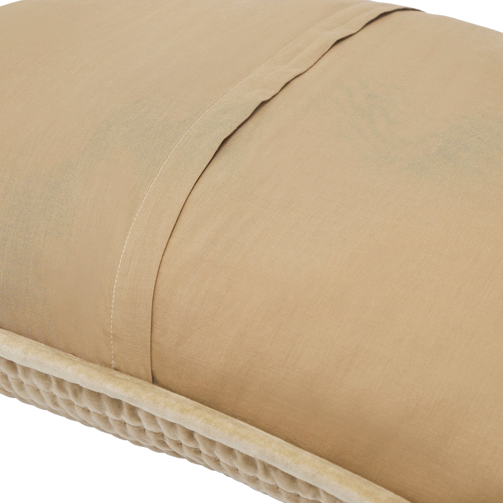 KS-267-2036_2|Detailed view of a beige quilted coverlet showing its soft texture and precise stitching. Luxurious and comfortable bedding.