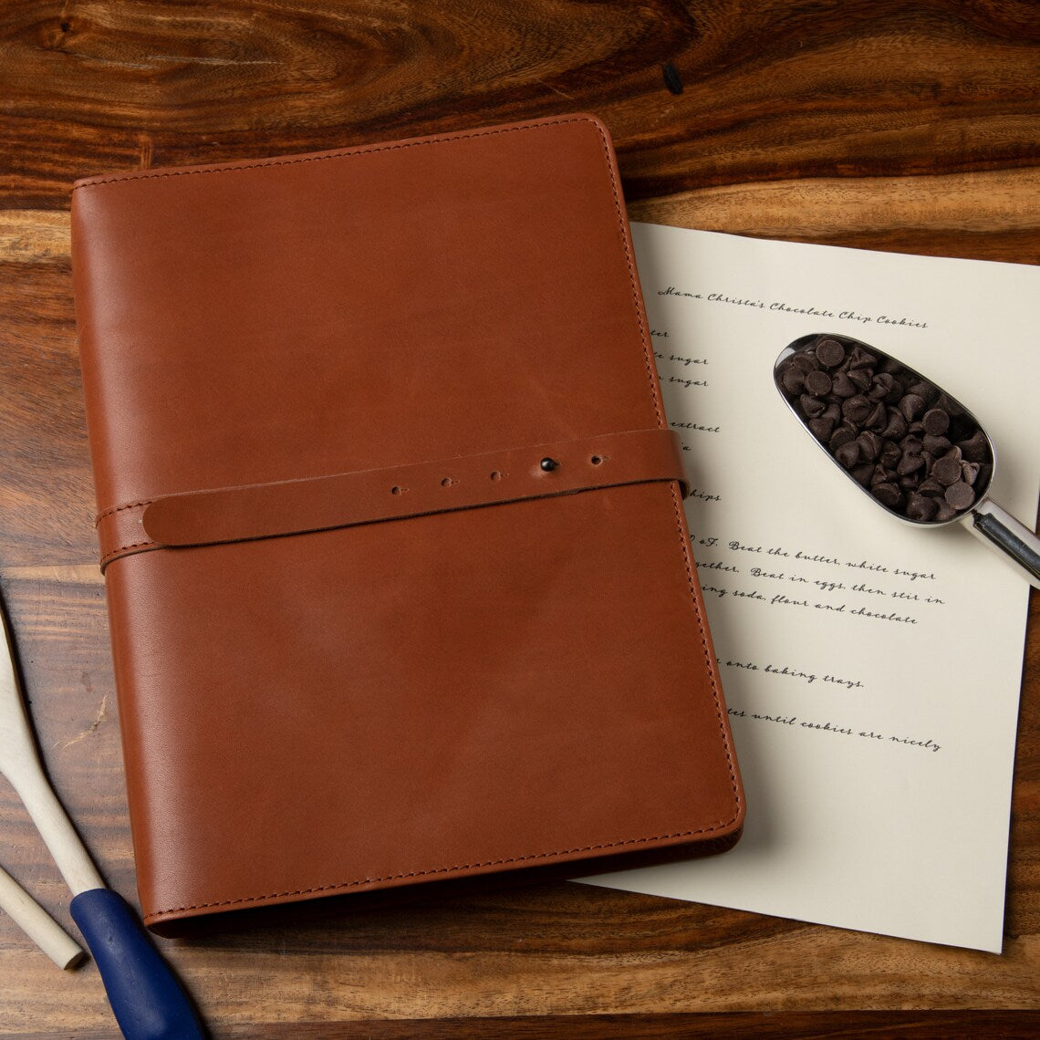 Cognac Brown Leather Binder