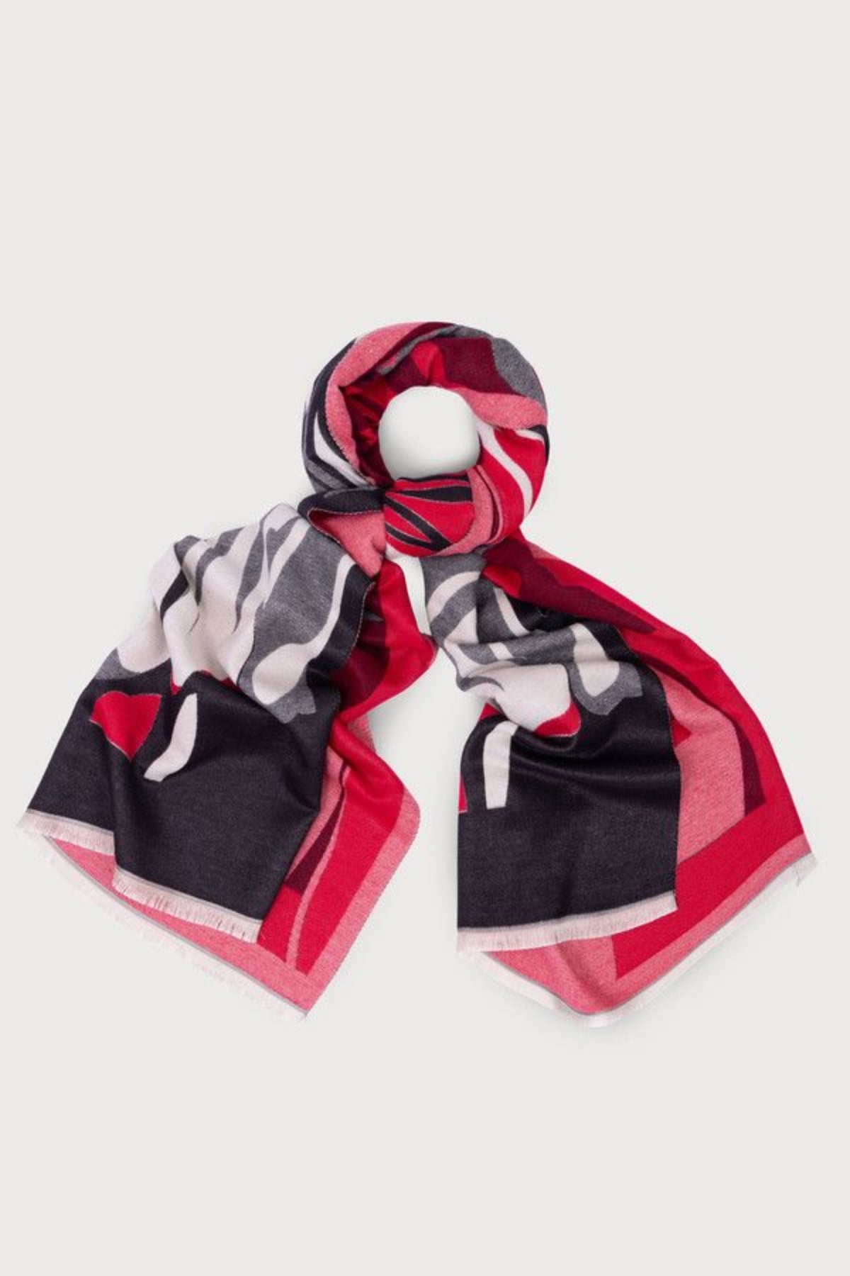 Abstract Bloom Reversible Scarf - RED
