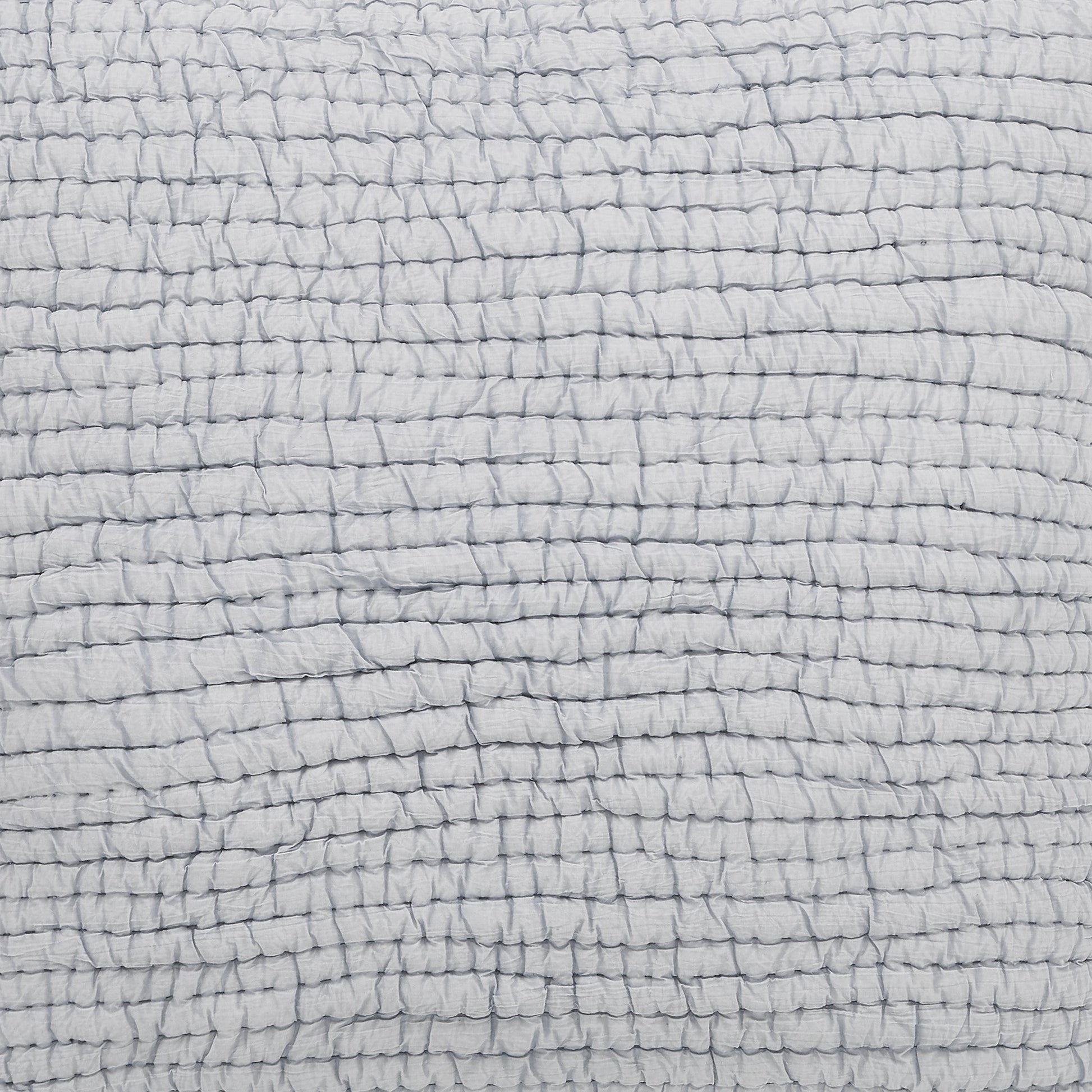 QT-316-11096_4|Light grey quilted blanket, unique ruched crinkled texture with square pattern, provides cozy warmth and contemporary style.