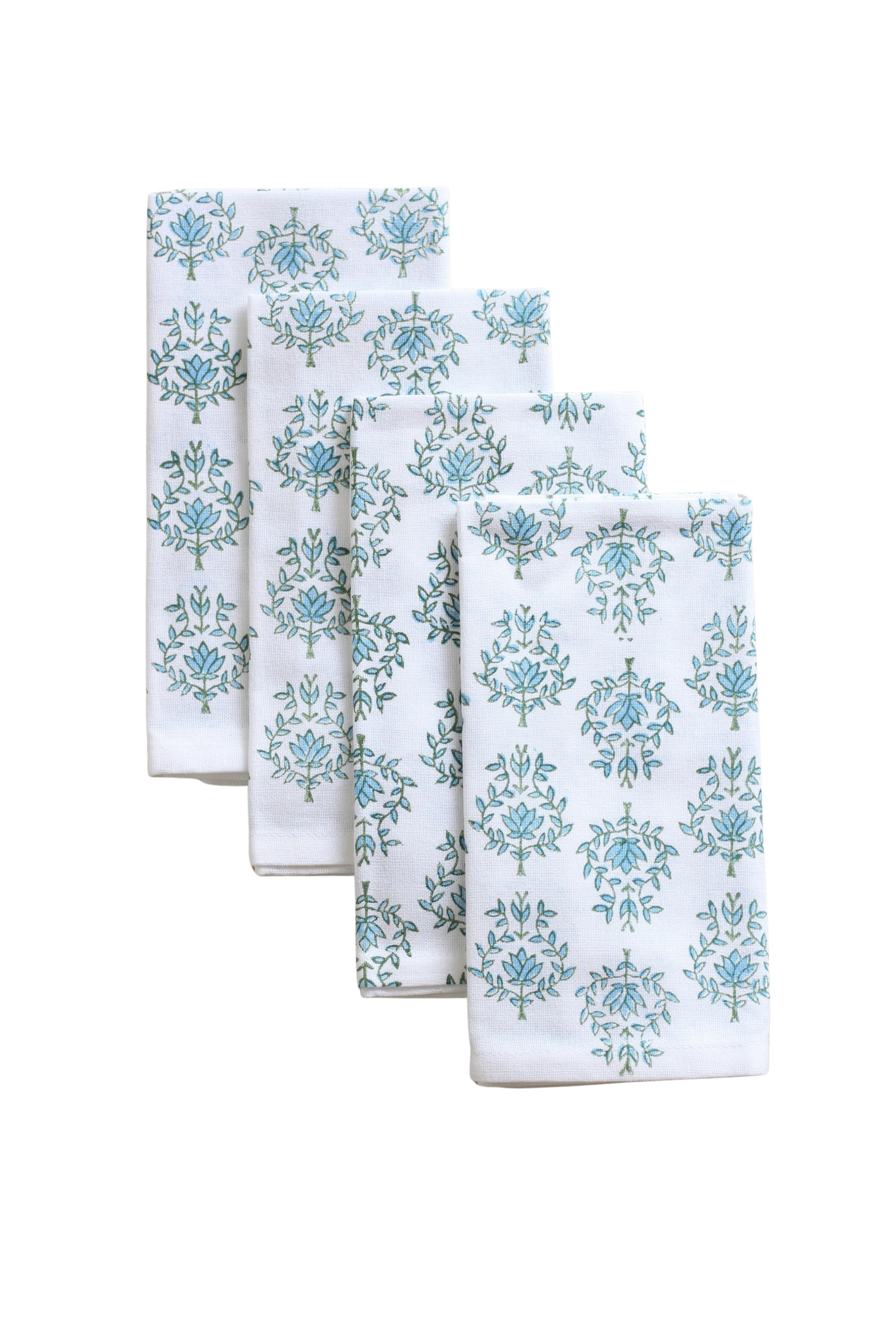 S/4 Organic Napkins - Lotus, Sage & Uniform Blue