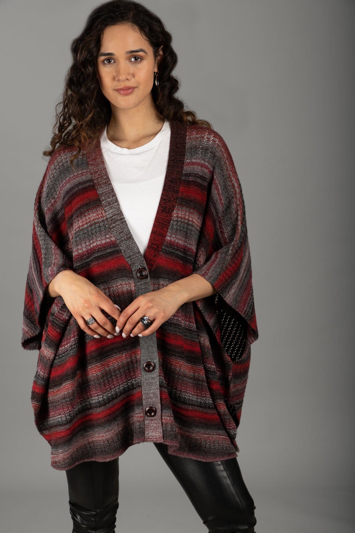 Black Cherry Comfy Cardigan - Firebrick