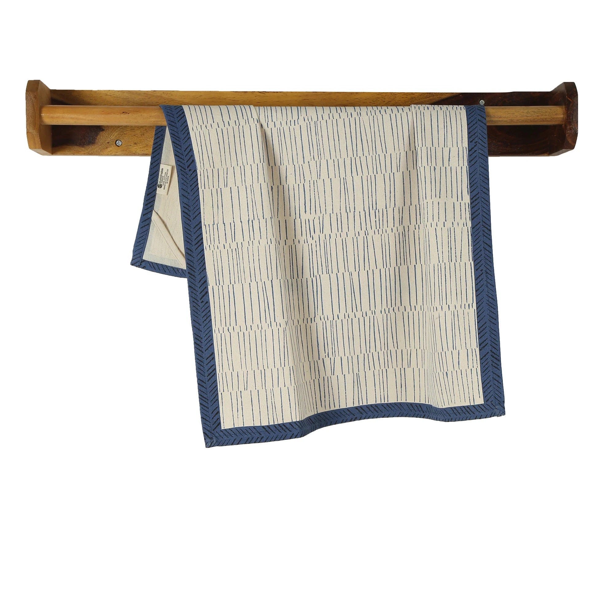 TEA BREAK – Set of 2 Hand Block Printed Kitchen Towels – Kora Cotton – Fair Trade – Artisan Made