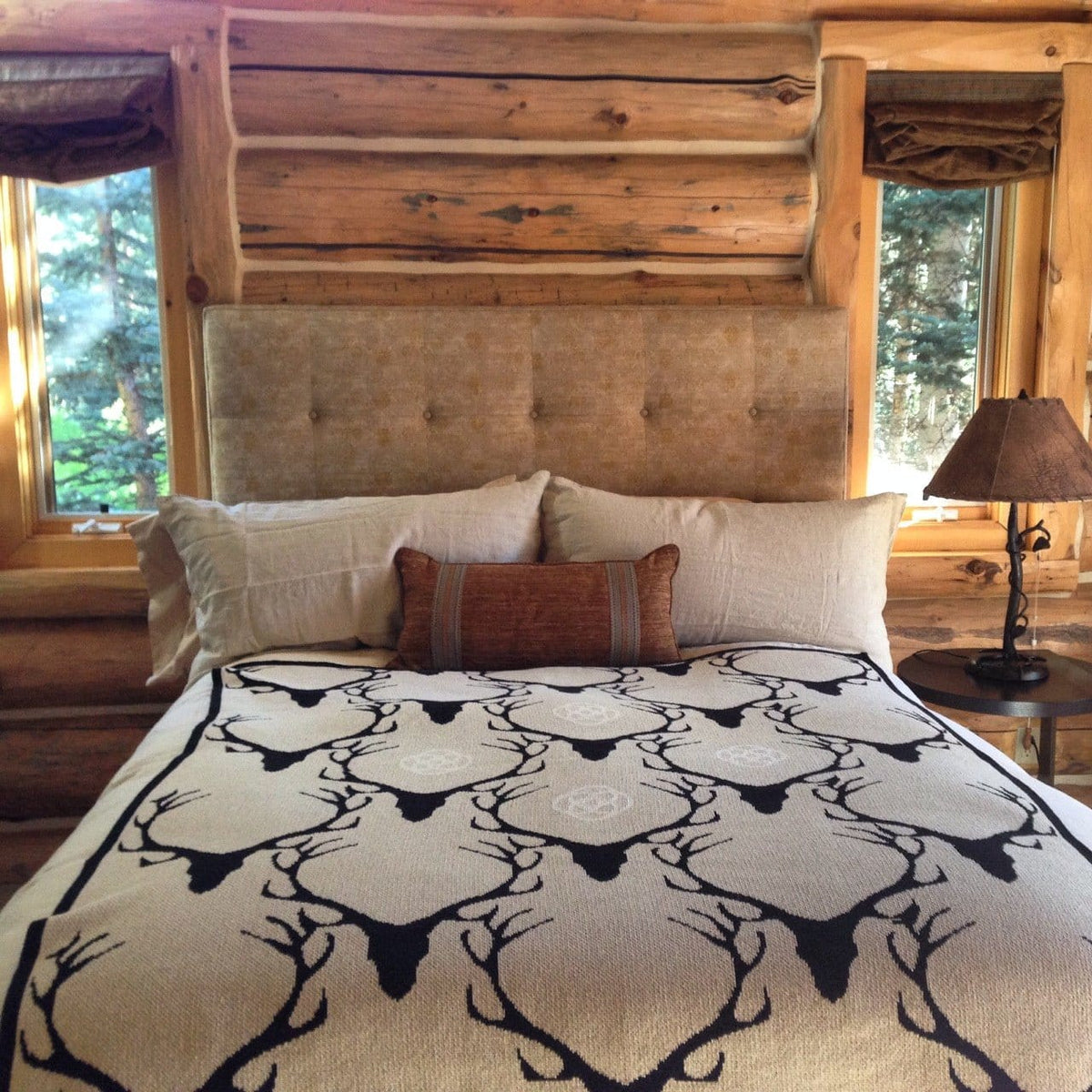 in2green Eco Throw Cotton Sustainable Knit Throw Blanket | Stag Longhorn 655646731391 BL01STL1