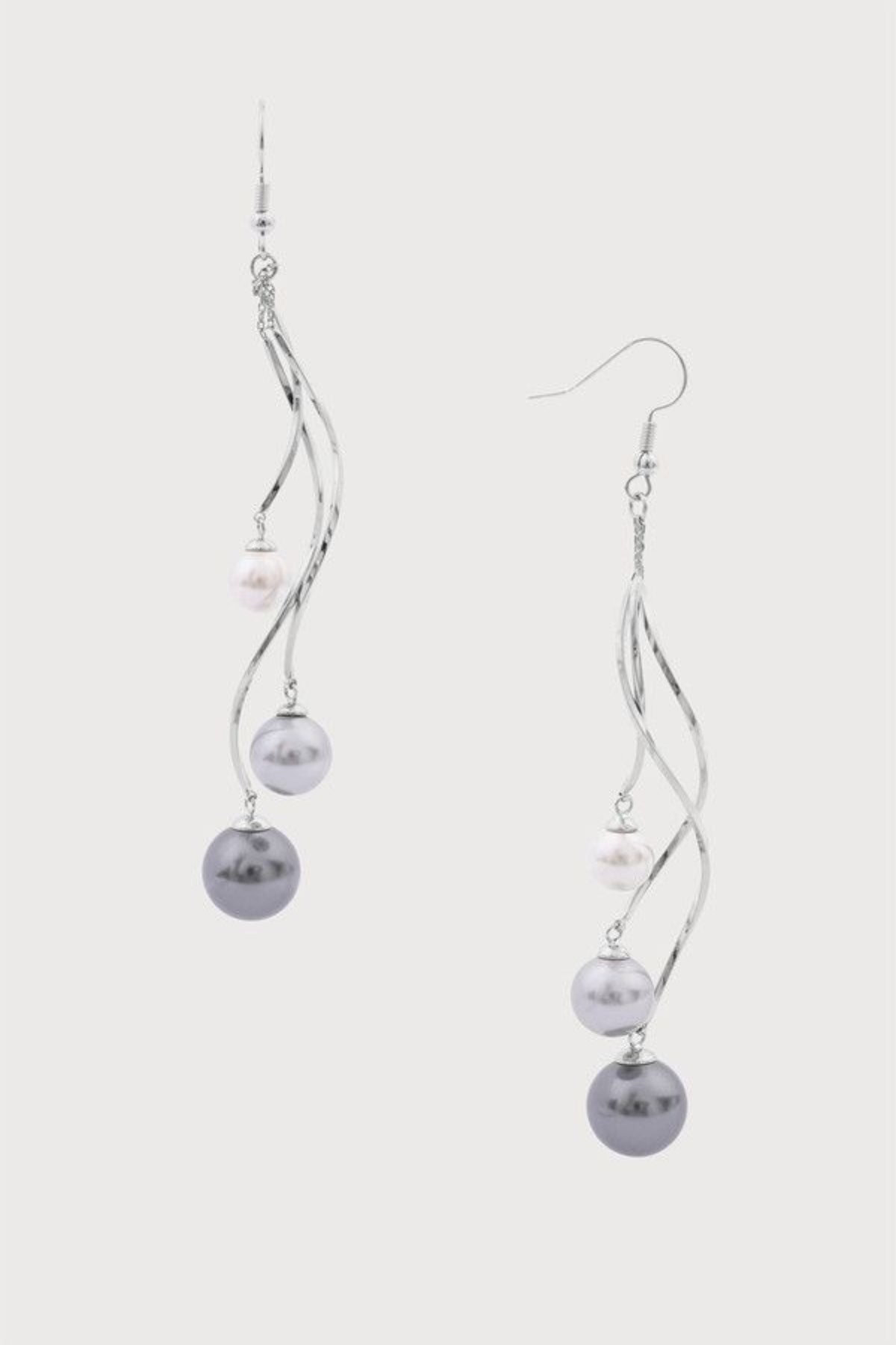 Silver Tide Pearl Drop Earrings - Silver
