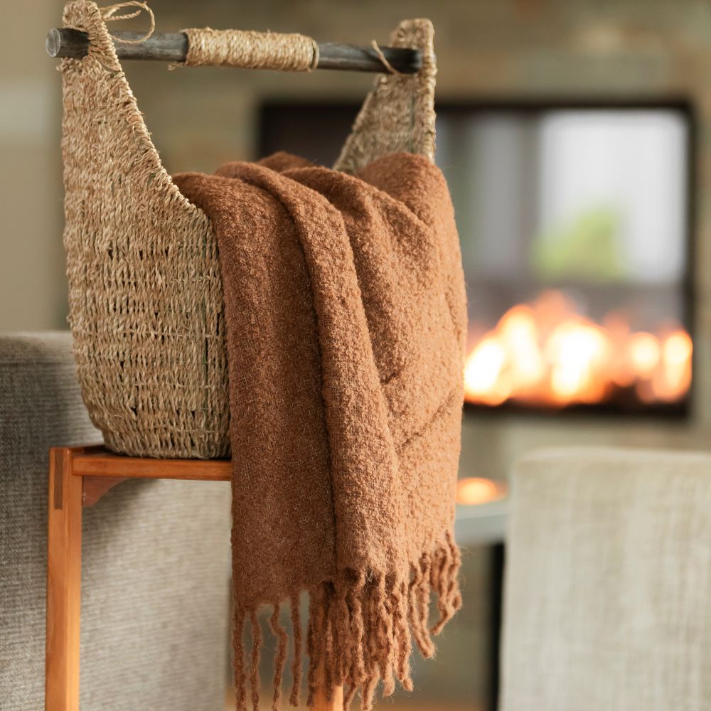 Handwoven tan artisanal throw