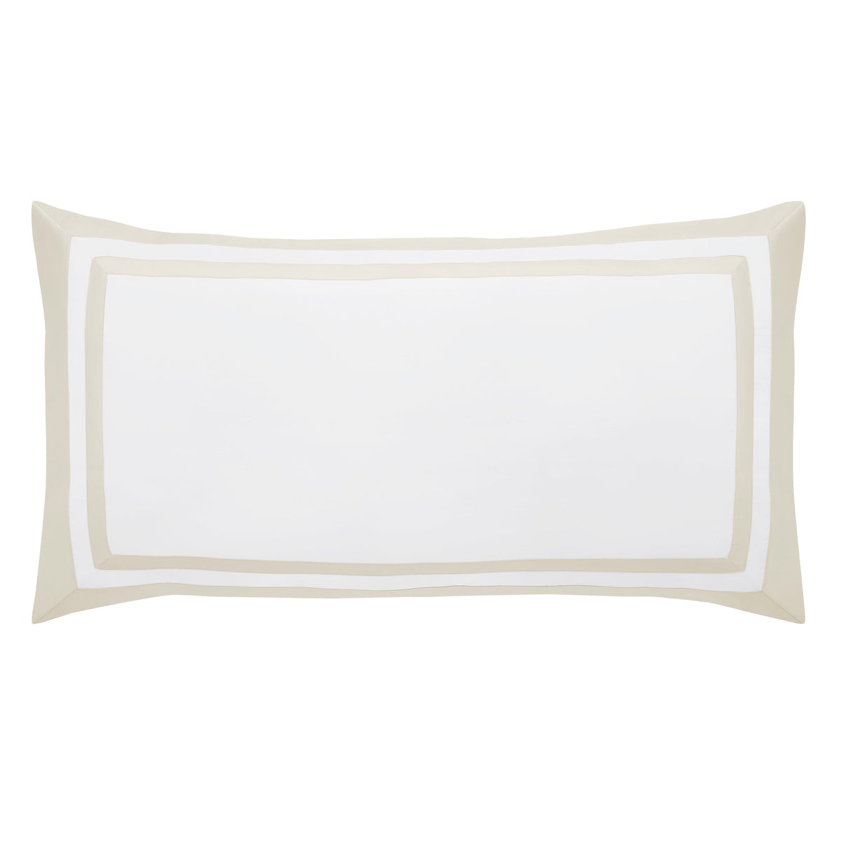 KS-061-2036_1|Elegant white duvet cover with subtle light beige double border detailing, offering sophisticated, luxurious bedroom decor.
