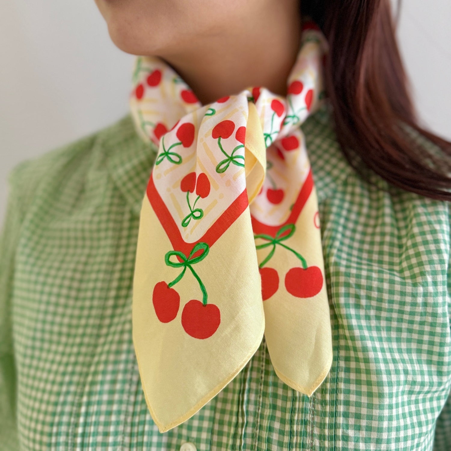 Delicious and timeless cherry cotton silk bandana from Centinelle.