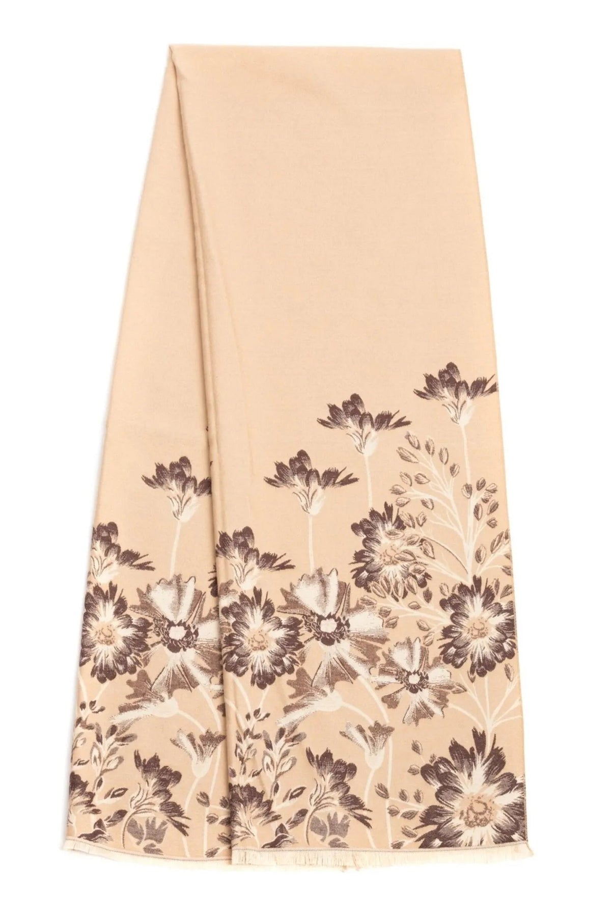 Reversible Floral Oversized Scarf - Antique White