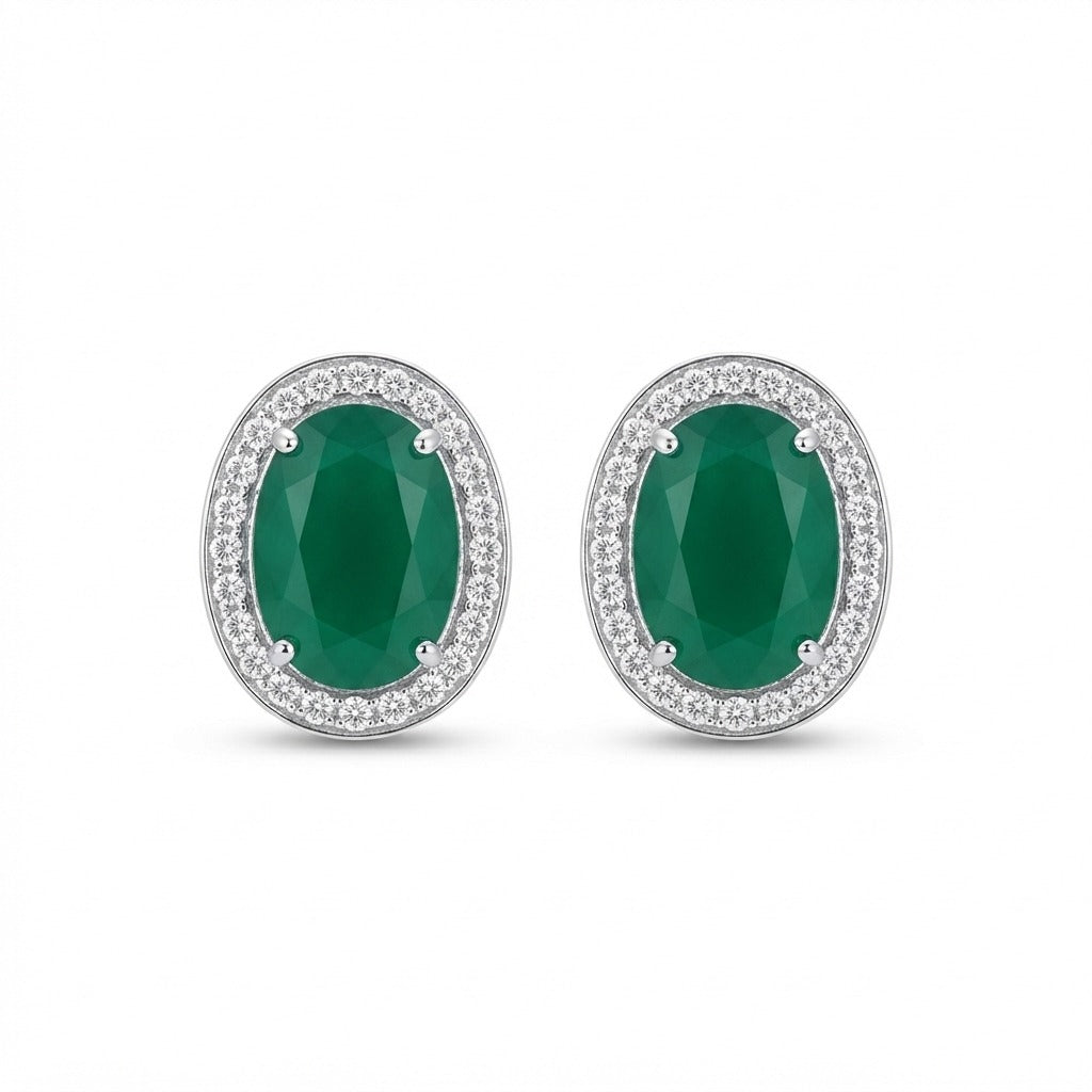 Emerald Green Onyx Drop Earrings