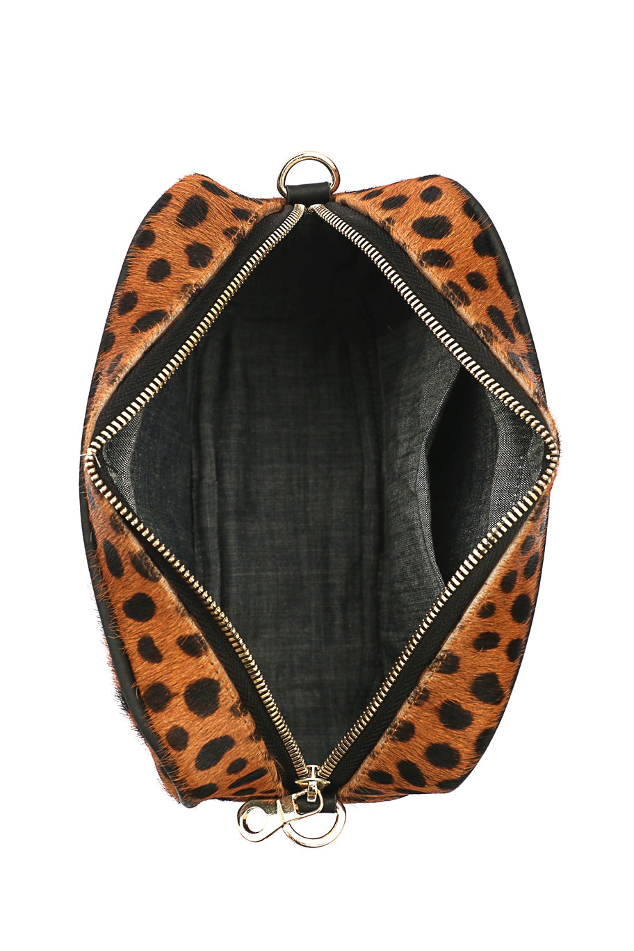 Inside view leopard square camera crossbody handbag