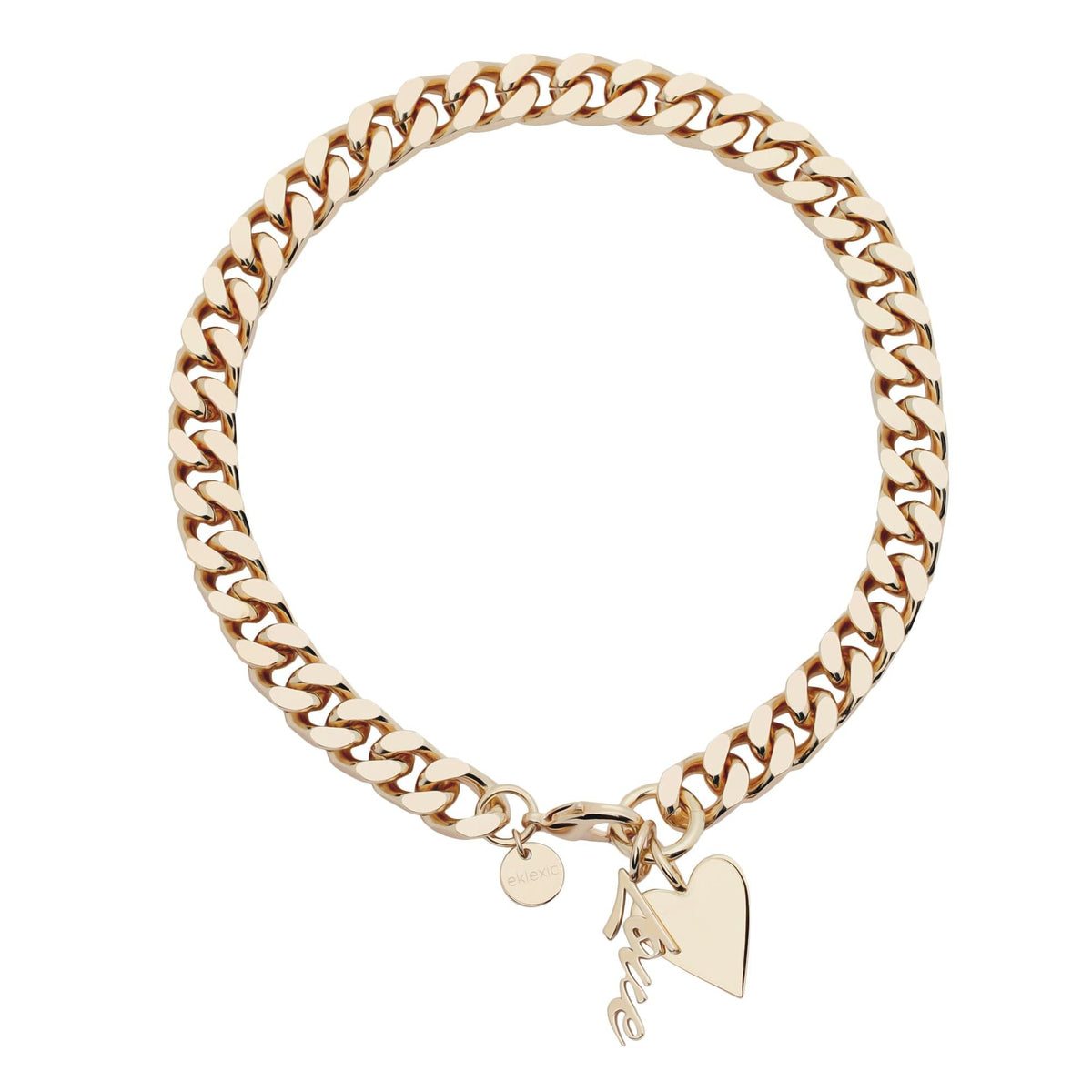 Gold-toned chain bracelet with heart and disc charms from Taraji Necklace With Charms