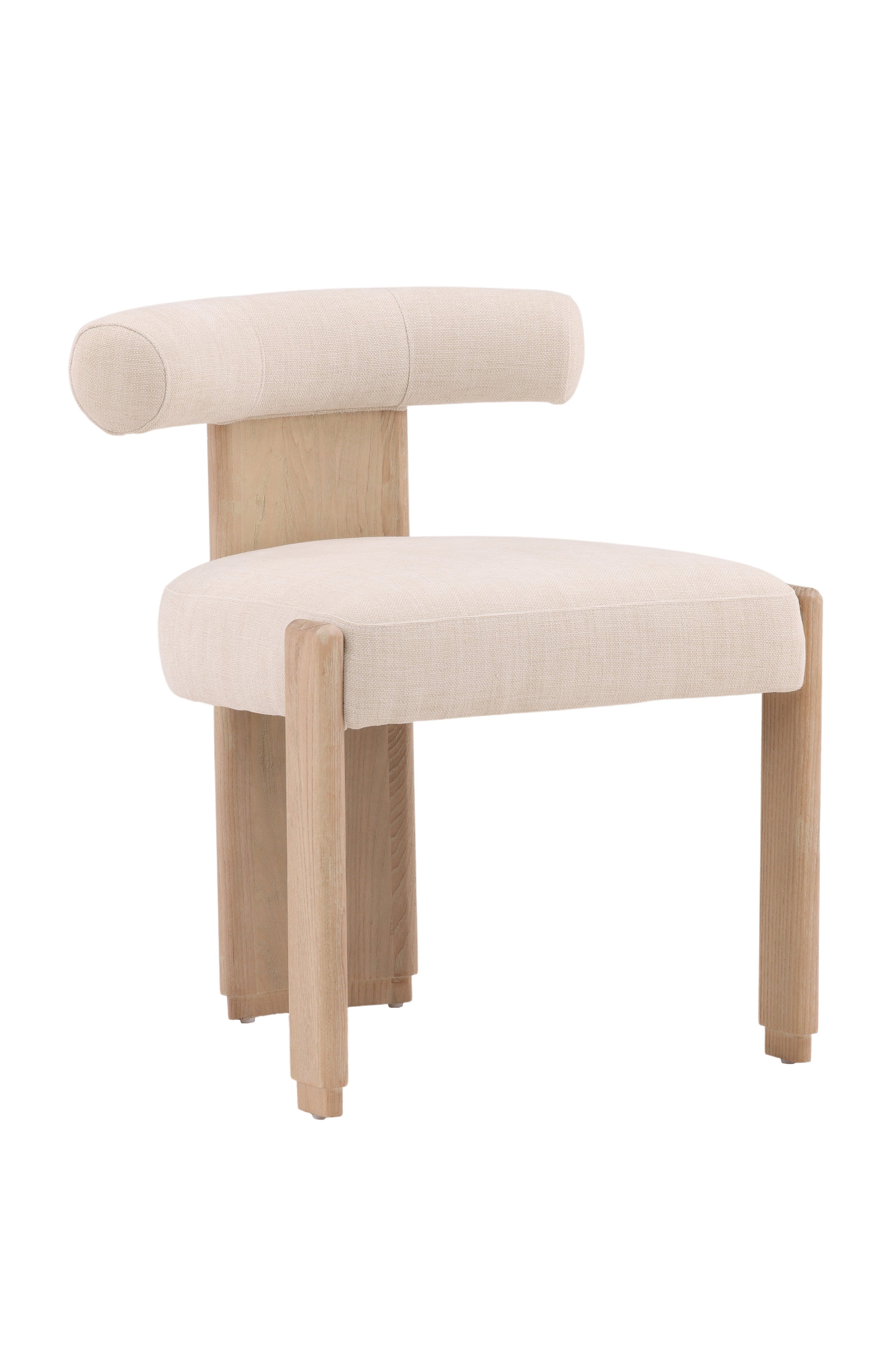 Giselle Basketweave Upholstered Dining Chair with Wood Frame