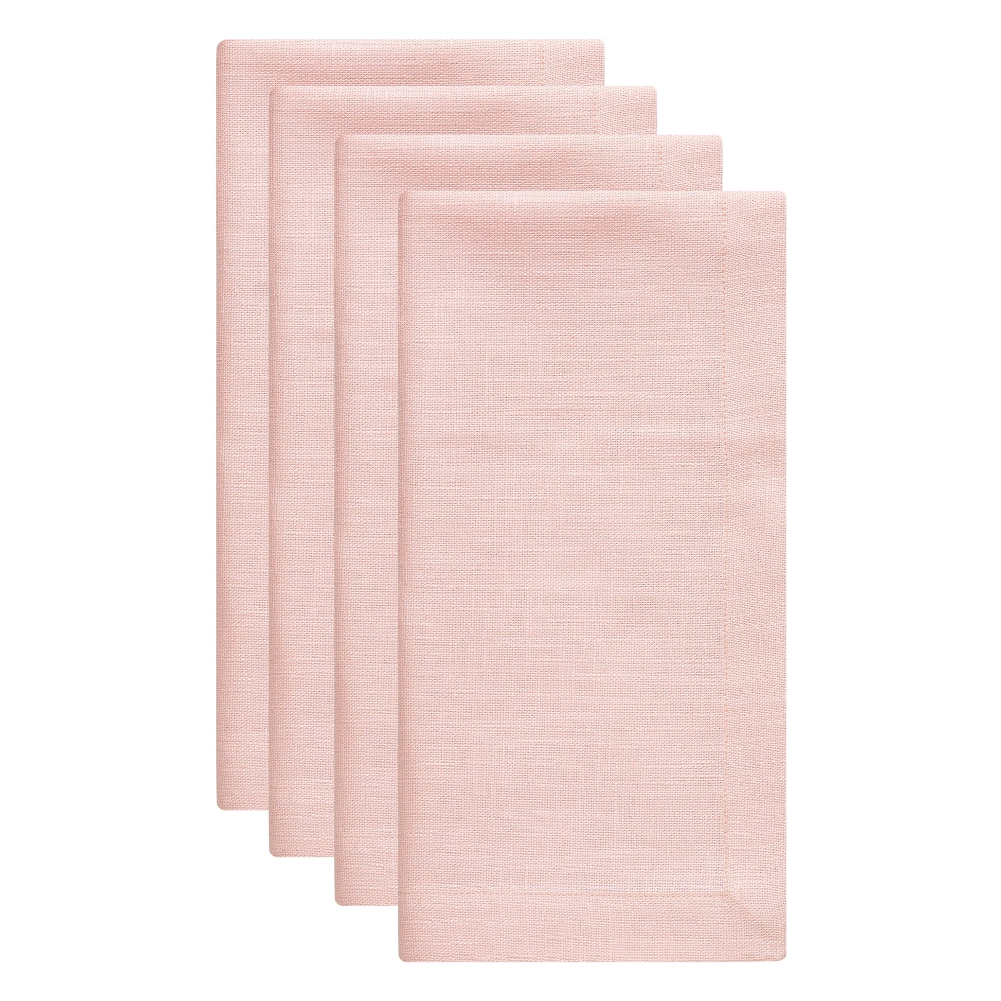 NP-4810-2020_2|Set of 4 blush pink reusable linen blend dinner napkins. Perfect for elegant dining table settings and daily use, easy care.