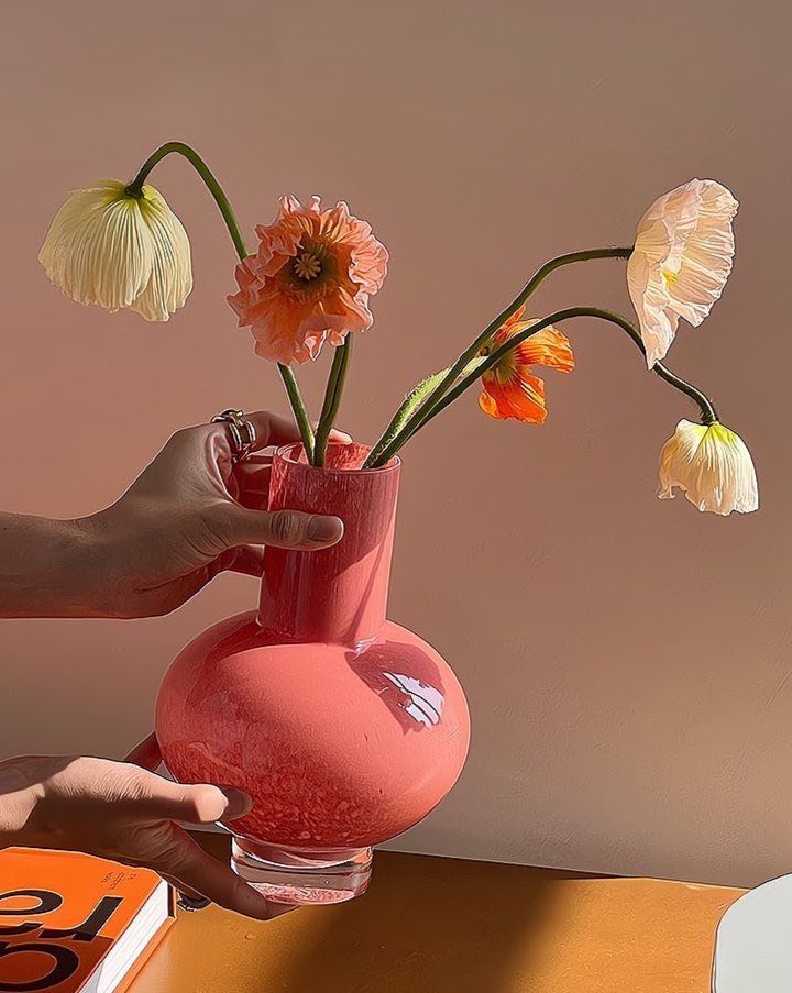 Retro Color Glazed Decorative Vase - Unique Glass Vase Decor - Vases - Retro Color Glazed Glass Vase - Large - Inspecial Home