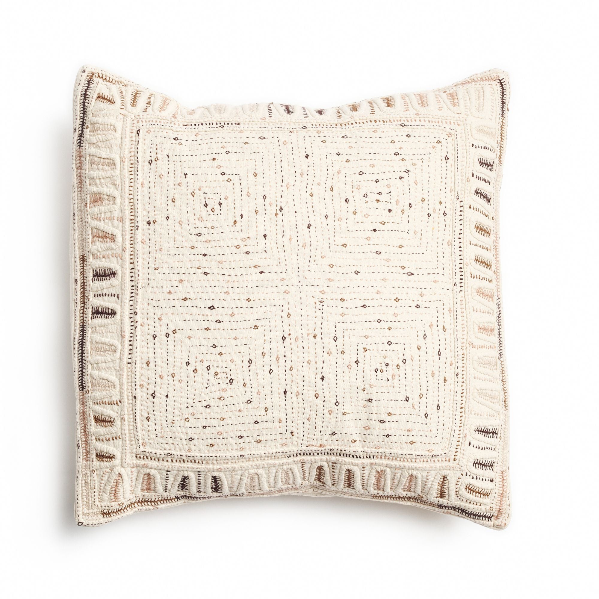 Maze Handwoven Hand Embroidered Organic Cotton Pillow