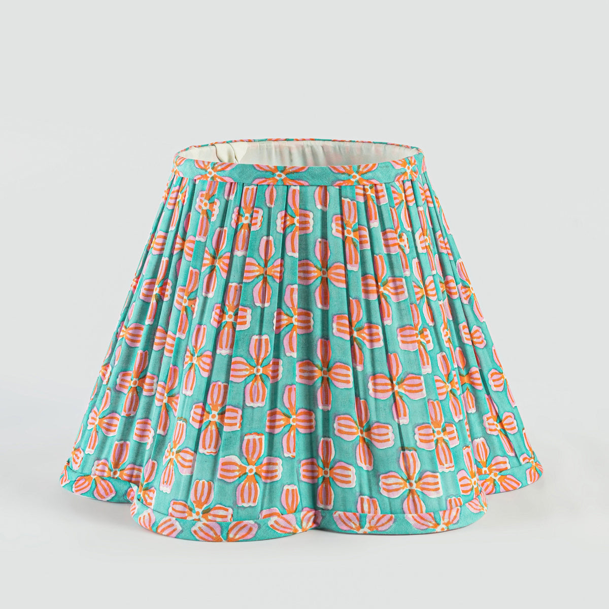 Scalloped Petals Handblocked Cotton Lampshade