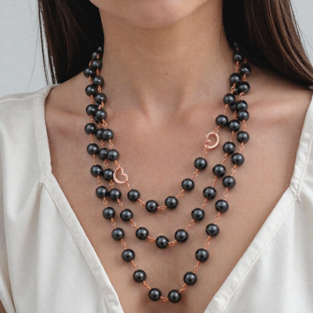Heiress Black Hematite 3-Layer Necklace | Magnetic Clasp
