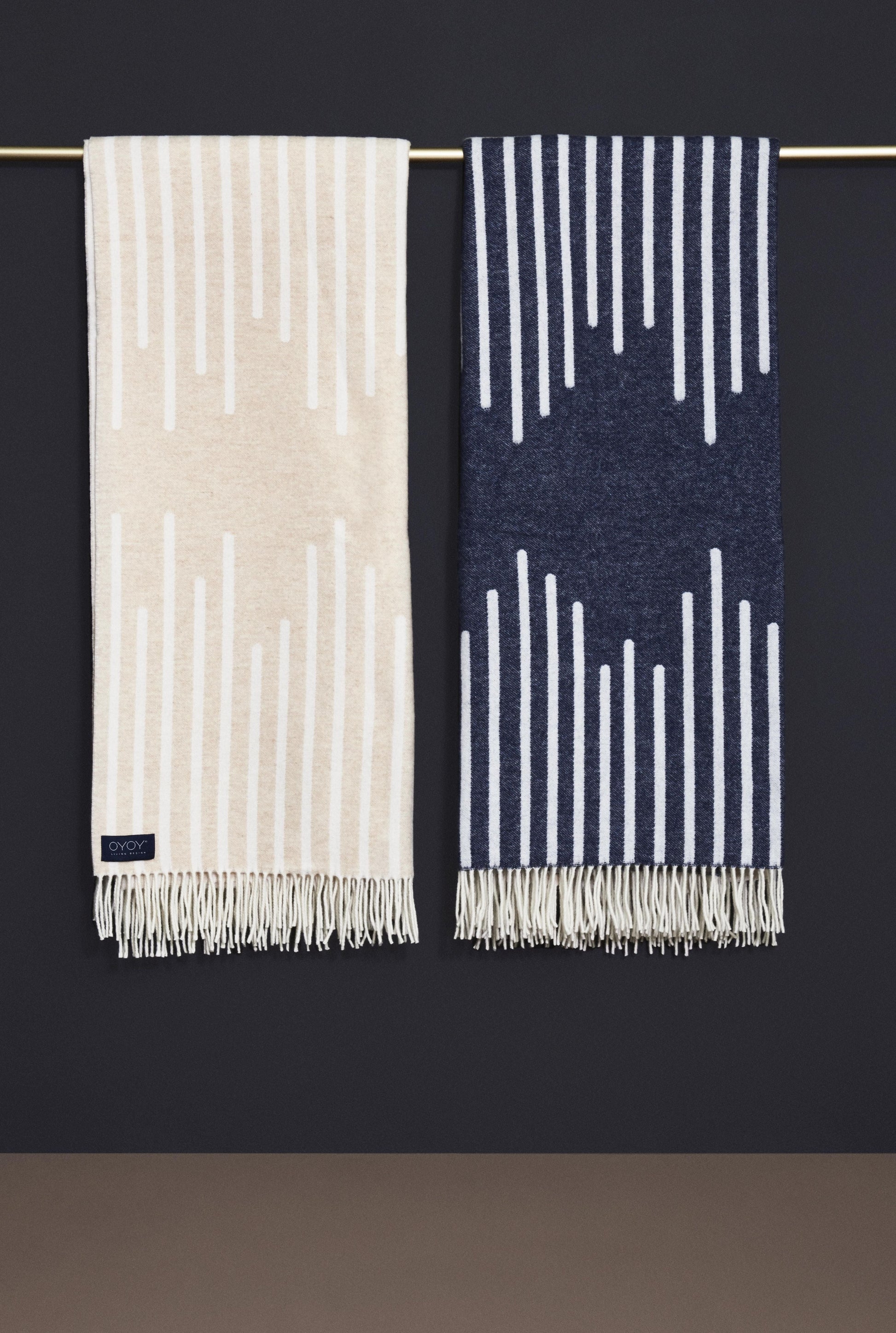 Alba Plaid Throw in Blue & Camel design by OYOY