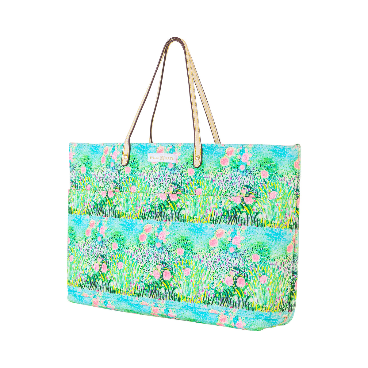 Pink Roses on Green Original Canvas Tote