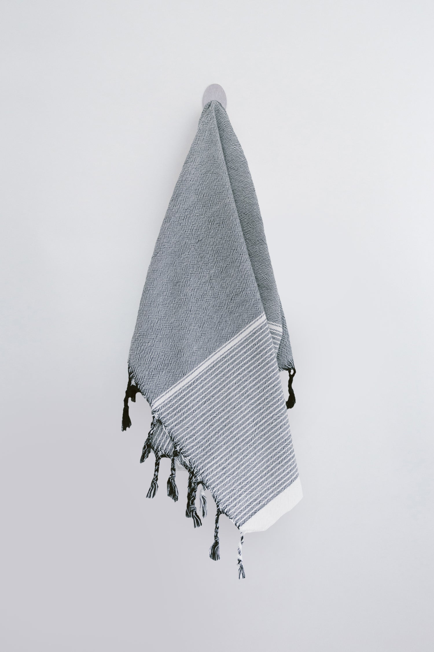 home and loft grey stripe tribeca hand towel