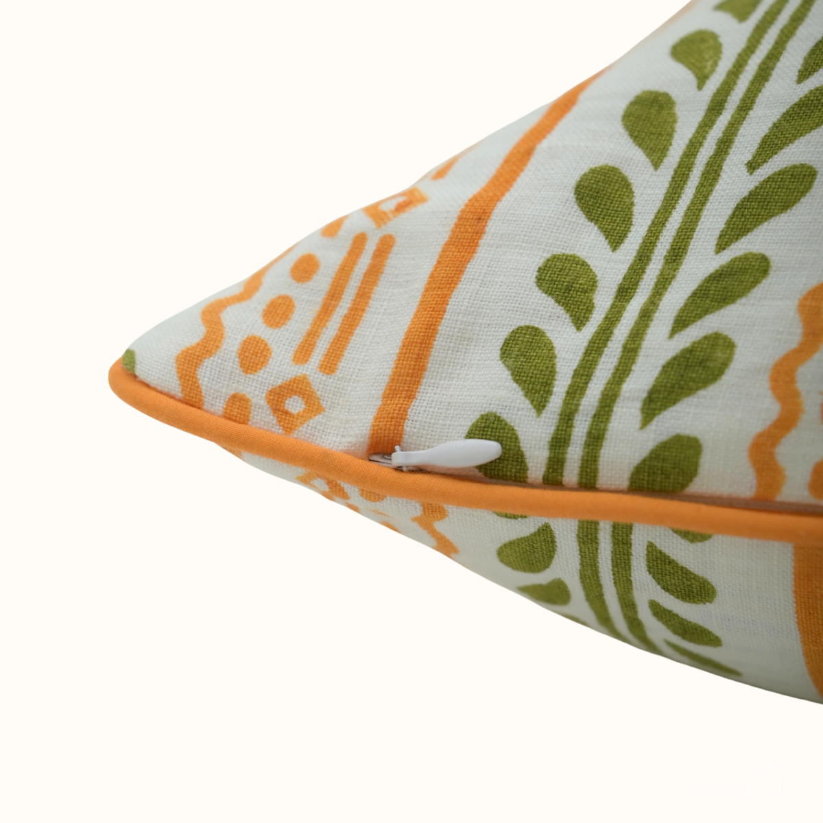 Buna Hand Block Printed Linen Lumbar Pillow Cover