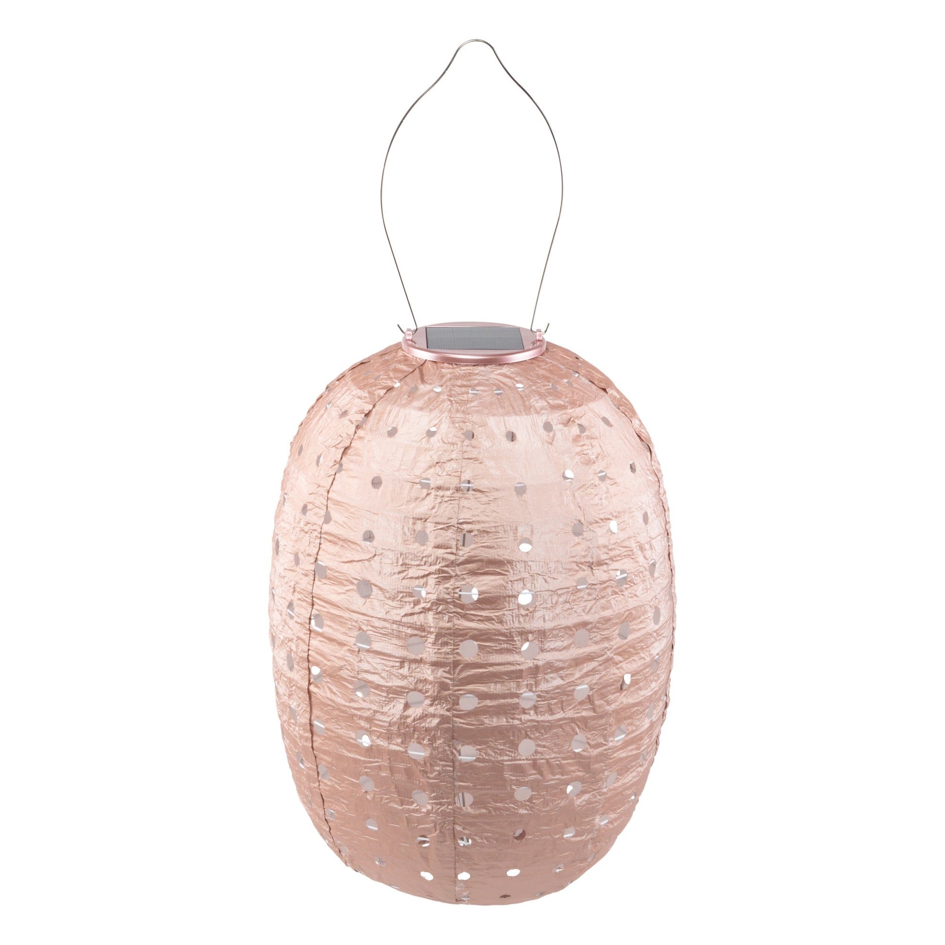 Pink paper lantern with solar light on a white background