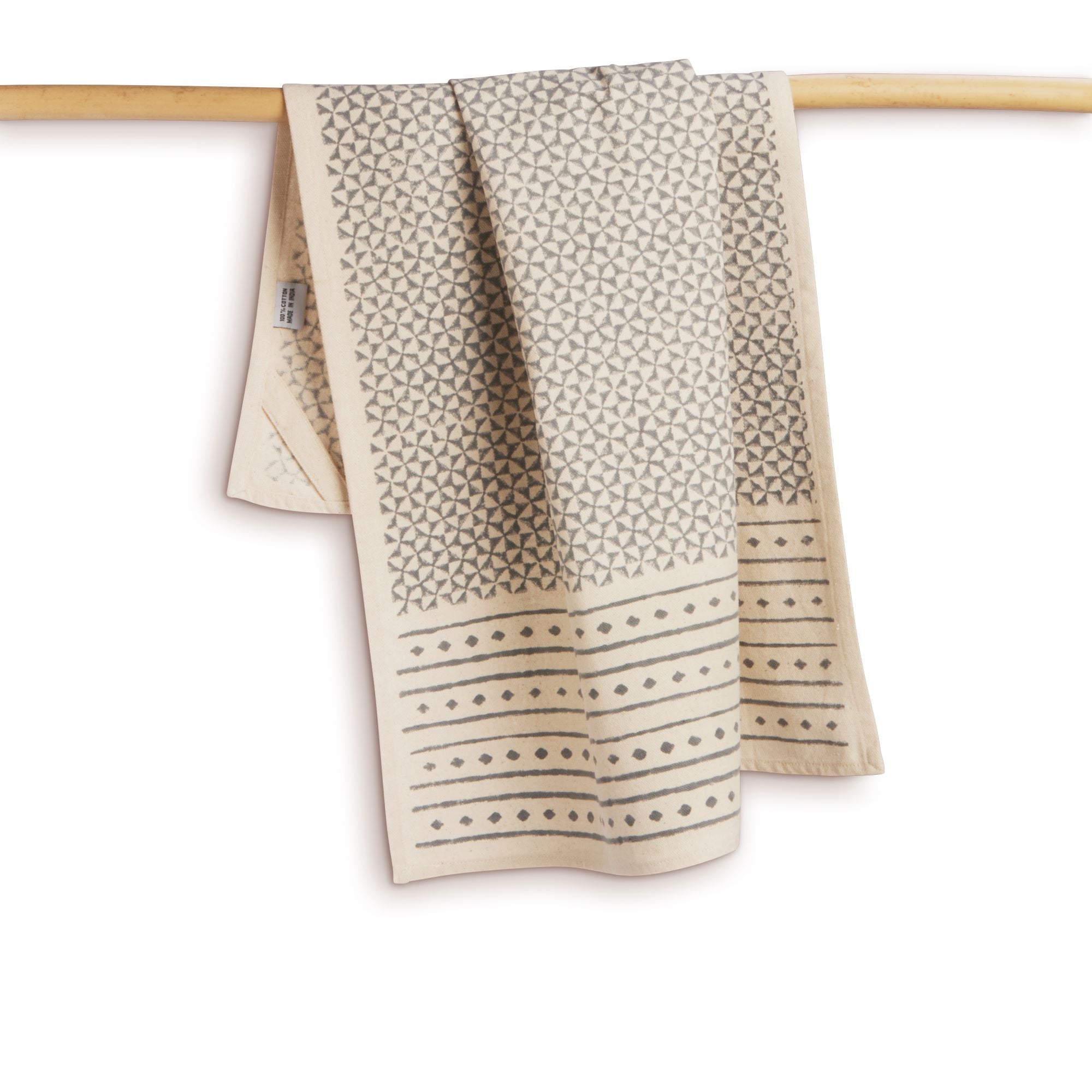 FEAST SLATE - Set of 2. Hand Block Printed Kitchen Towels - Cotton - Fair Trade - Artisan Made