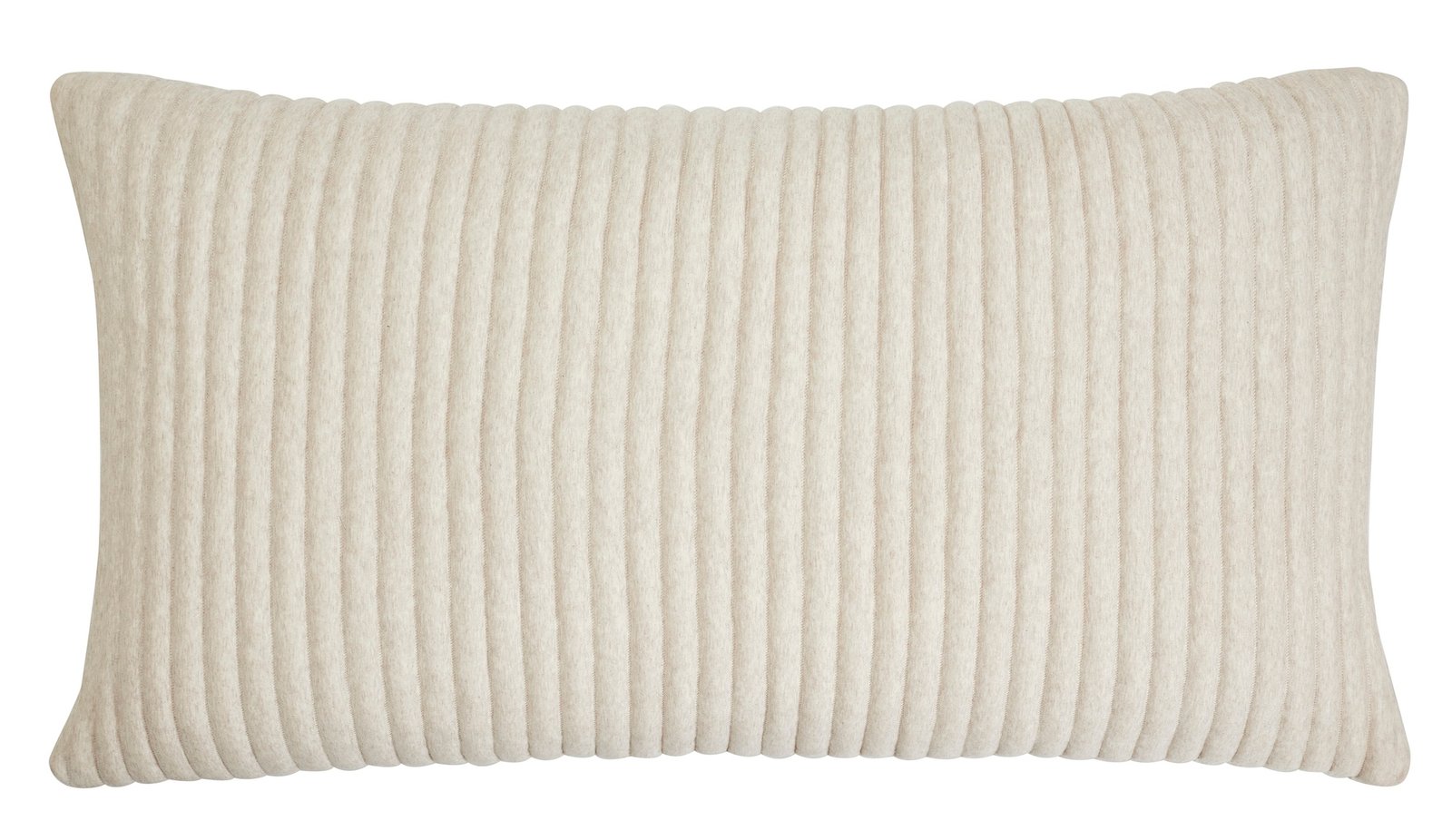 KS-368-2036_1|Cozy cream ribbed rectangular pillow, offering soft texture and comfortable support, ideal for enhancing any bed or seating area.