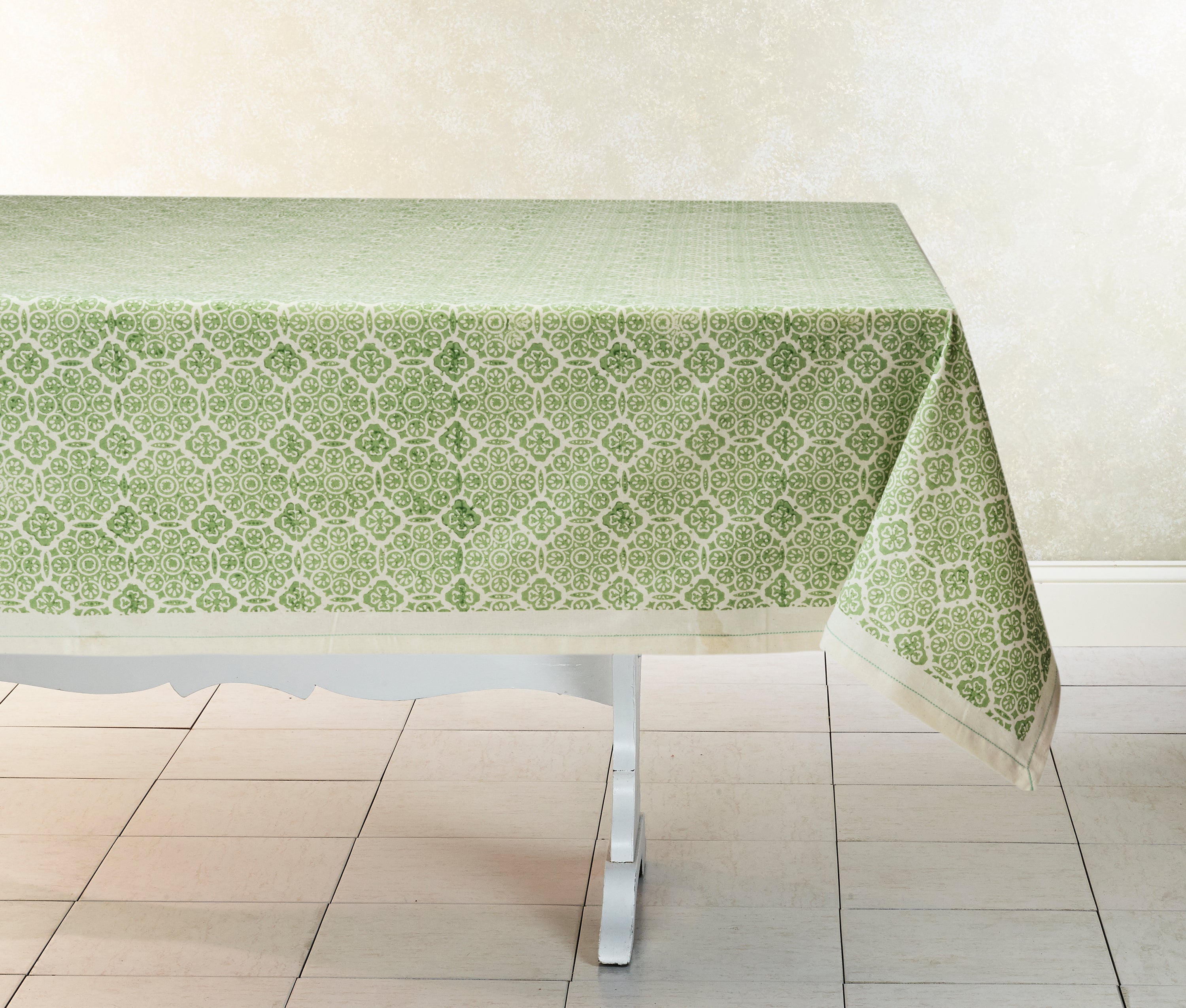 BREAZEALE Hand Block Printed Tablecloth. Cotton - Fair Trade - Artisan Made