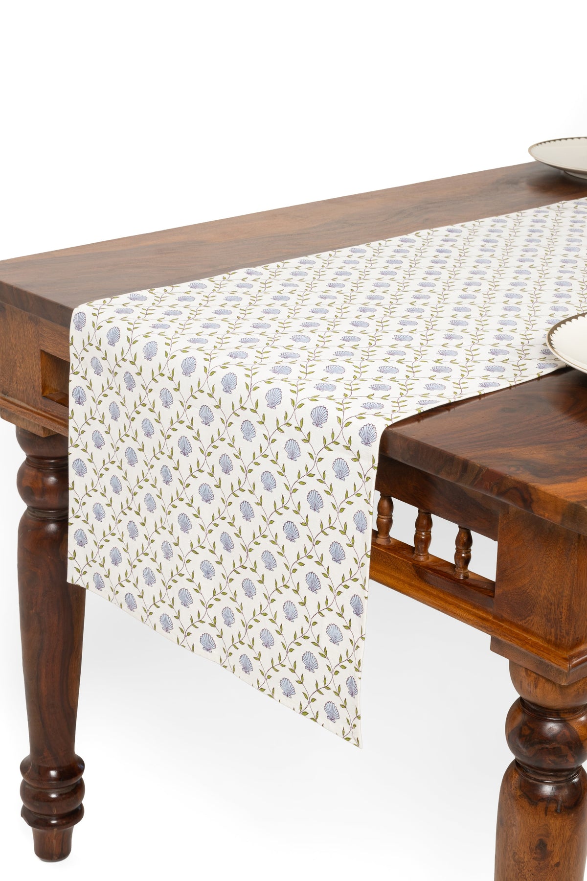 Seashell Blockprint Table Runner