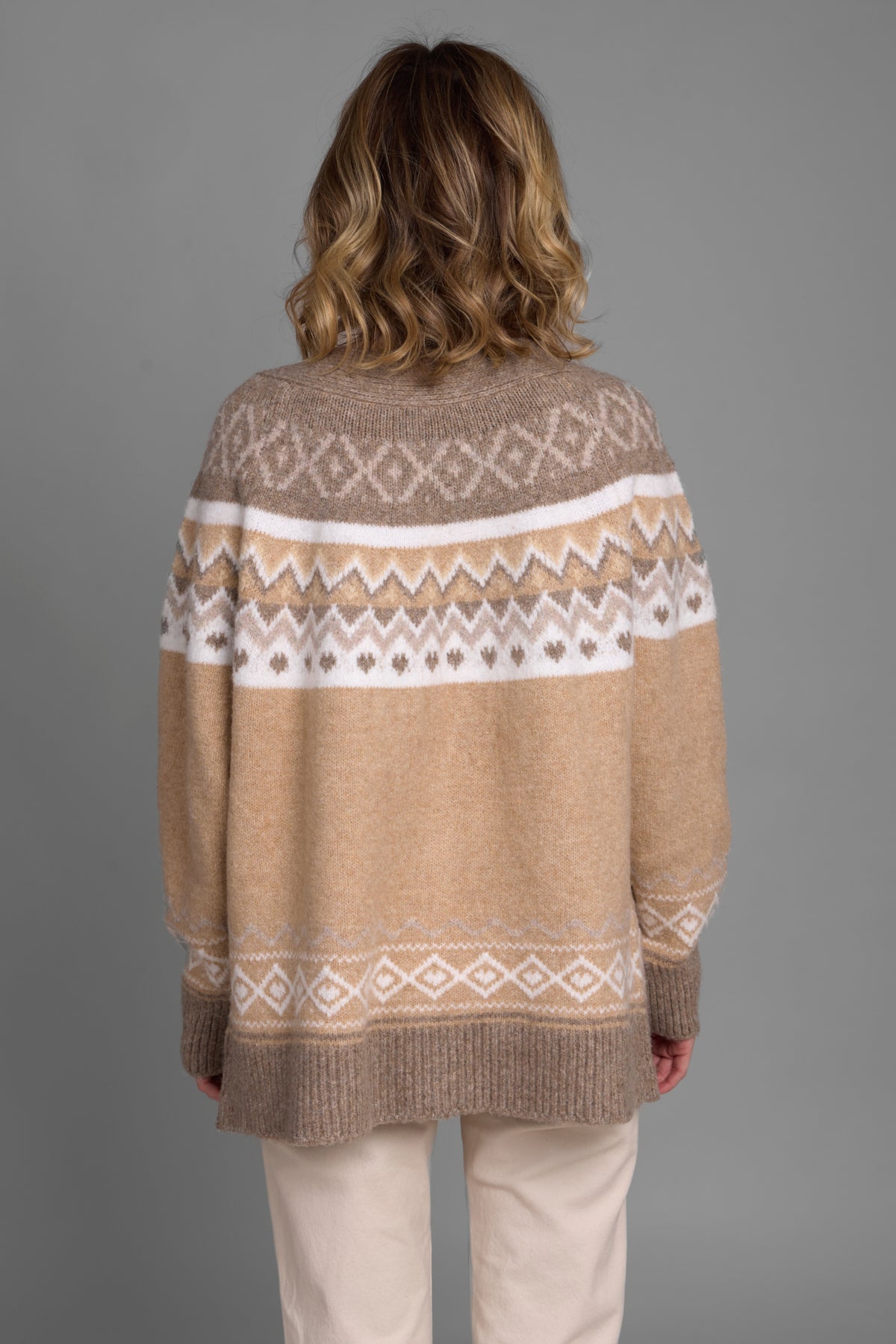Fair Isle Cardigan Sweater - Neutral