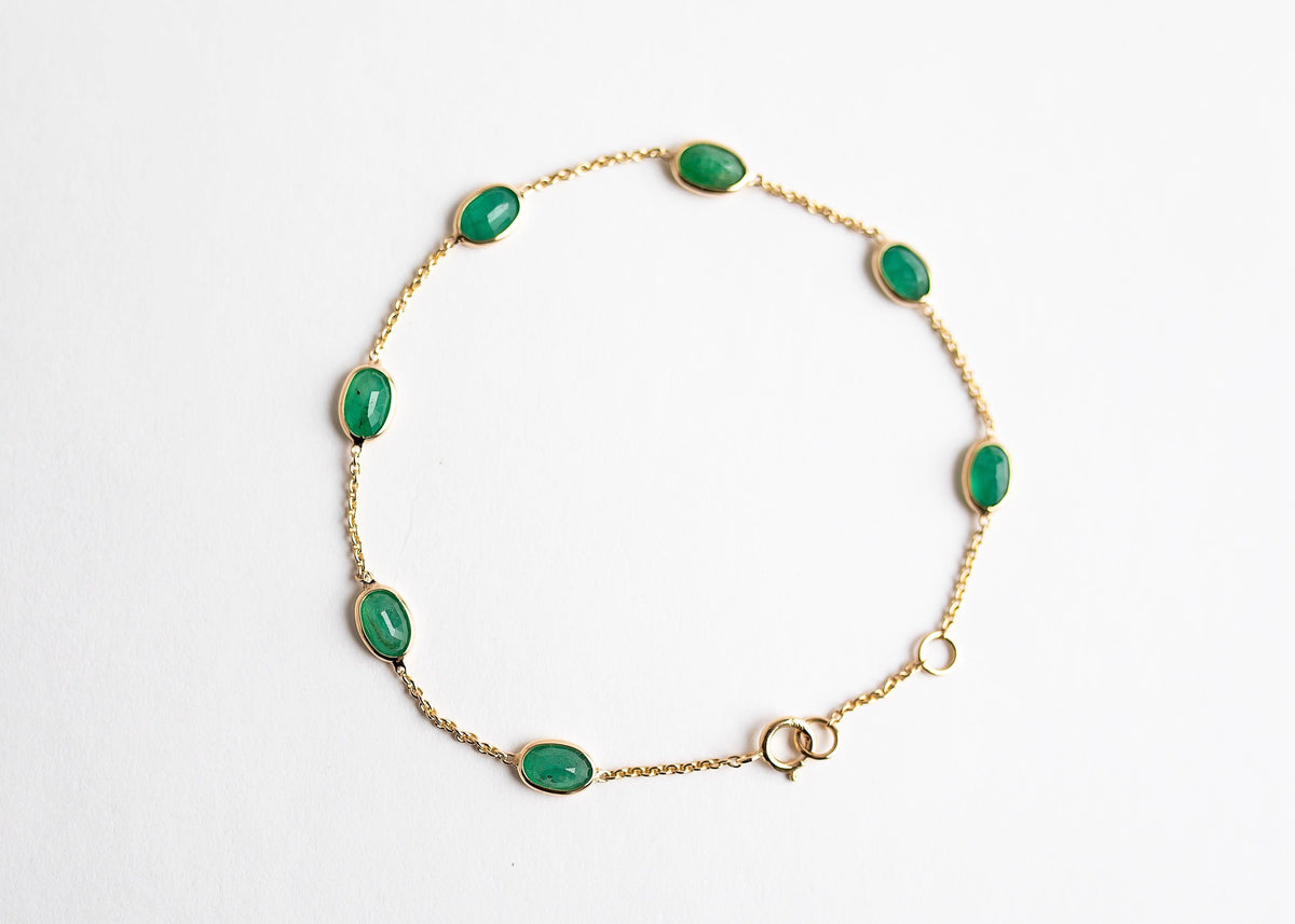 Emerald Spark (large) minimal everyday fine jewelry in solid gold and sterling 925 silver with natural gemstones.