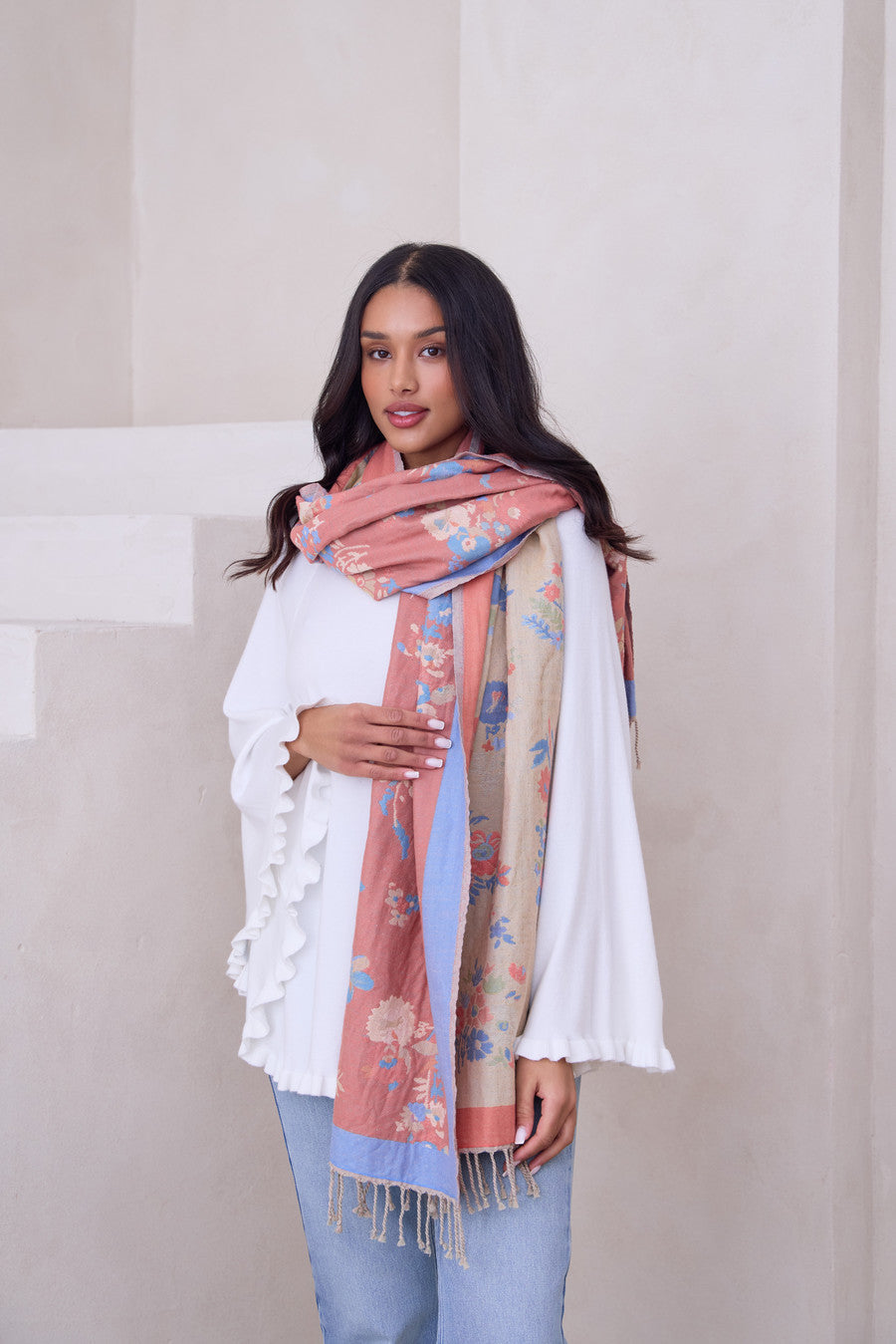 Fiore Pastel Reversible Scarf - Pink