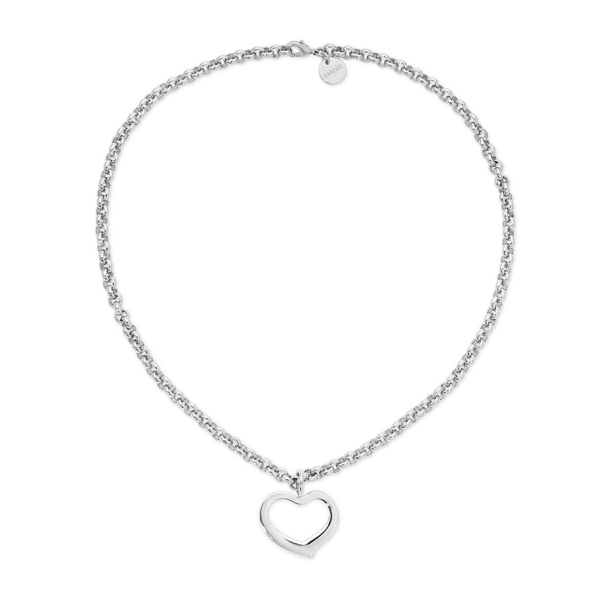 Silver heart pendant necklace from Haley Open Heart Pendant Necklace product