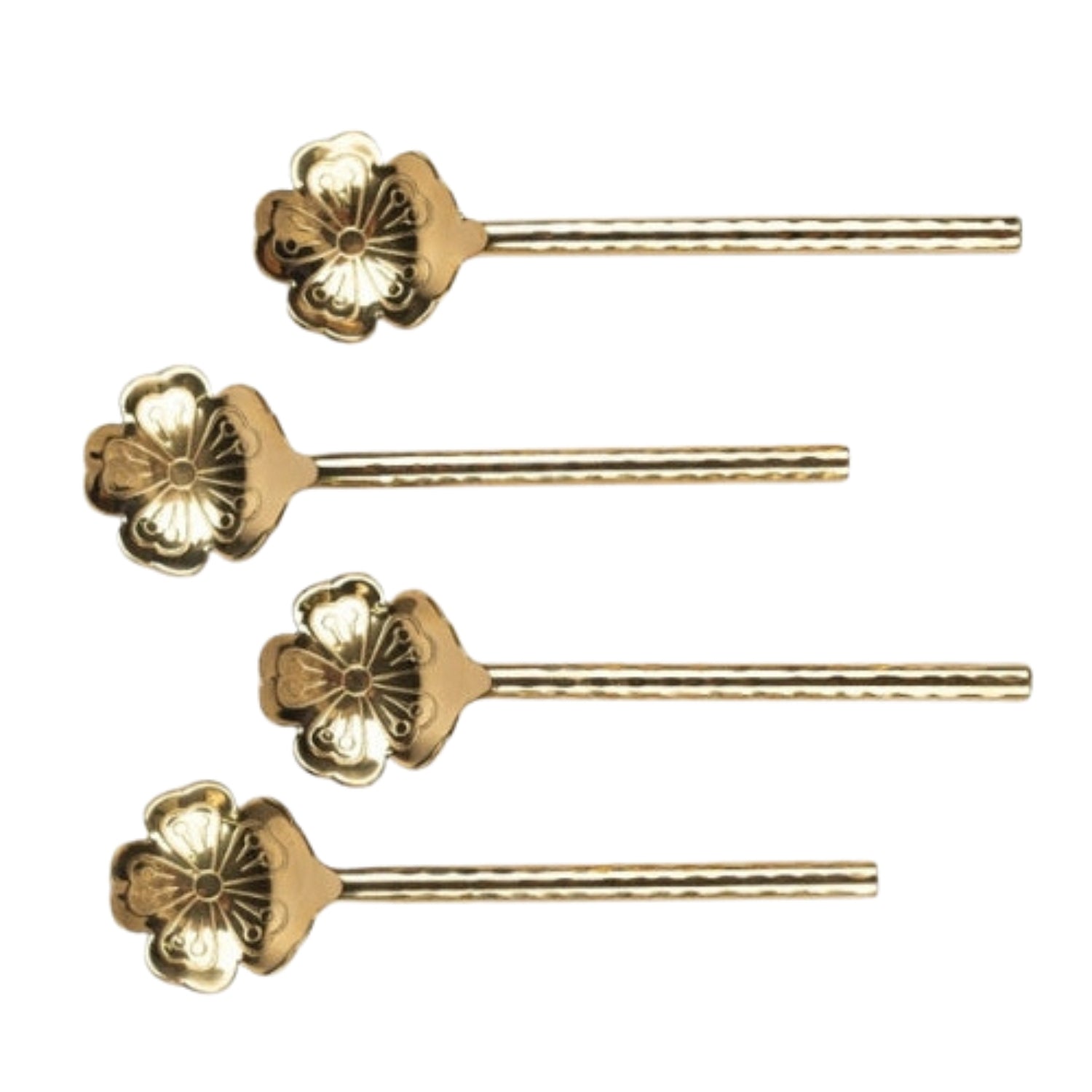 S/4 Flower Shaped Brass Cocktail Spoons