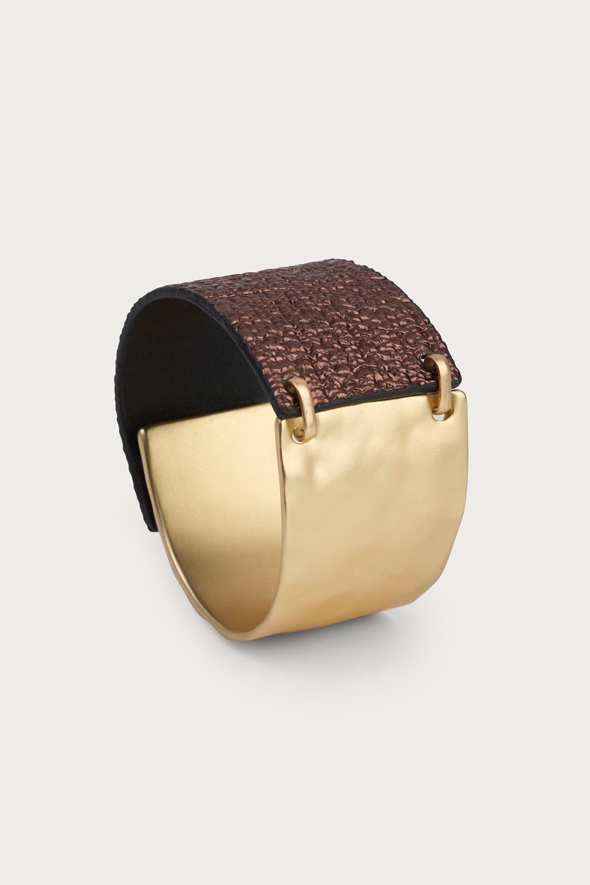 Ruffle Leather Metal Bracelet - Gold