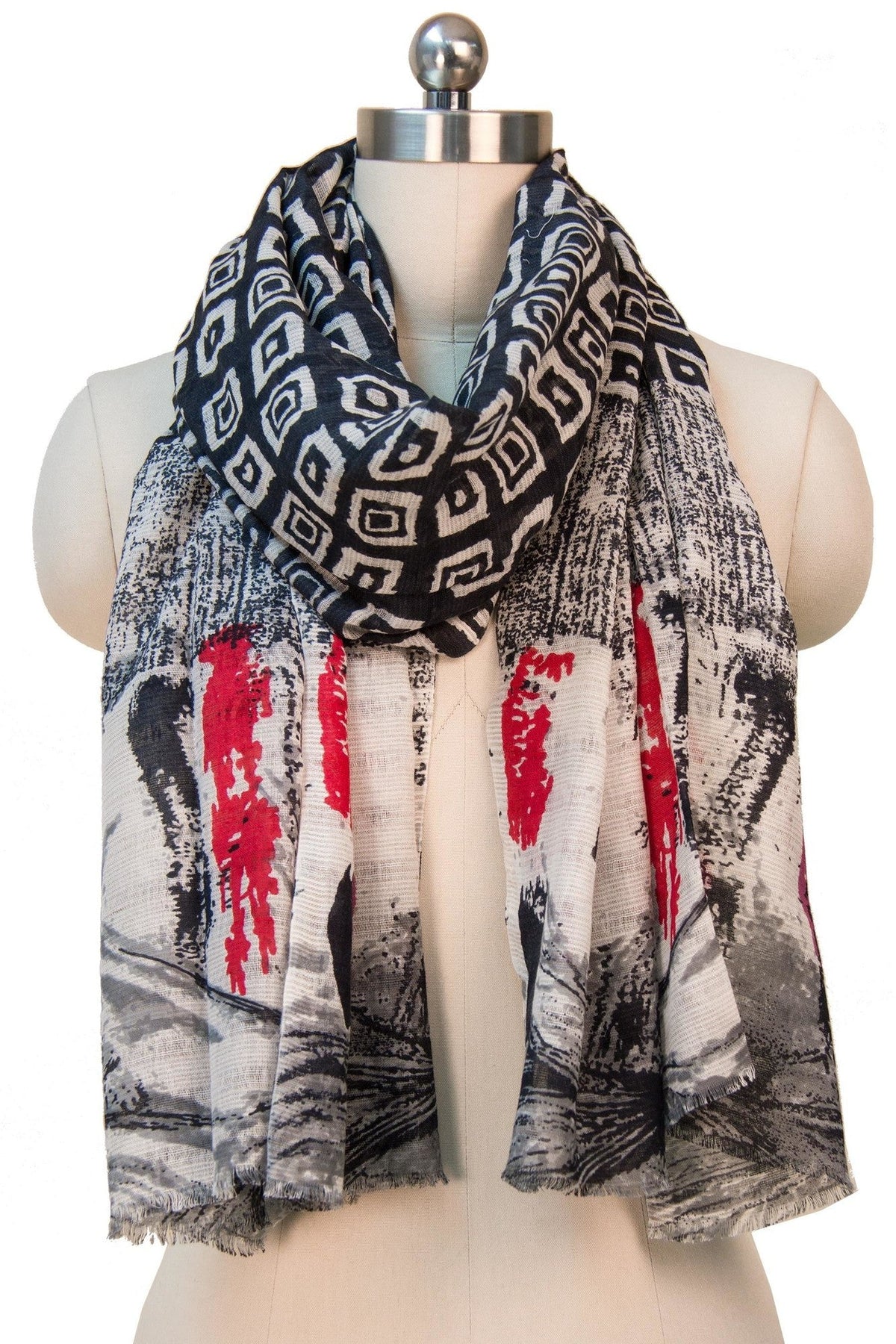 Patched Over Scarf - Gray