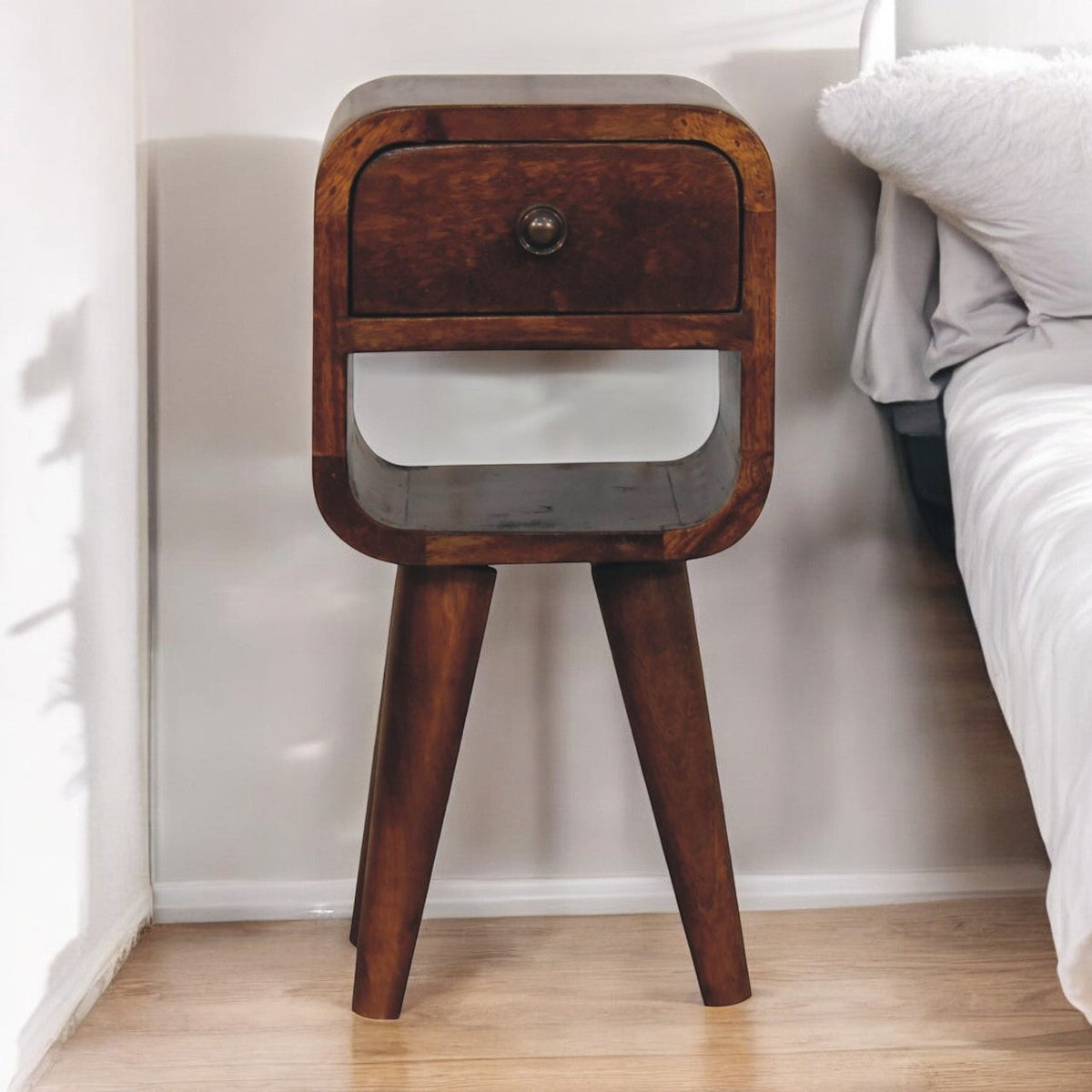 Solid Wood Extra Mini Chestnut Curve Lower Nightstand