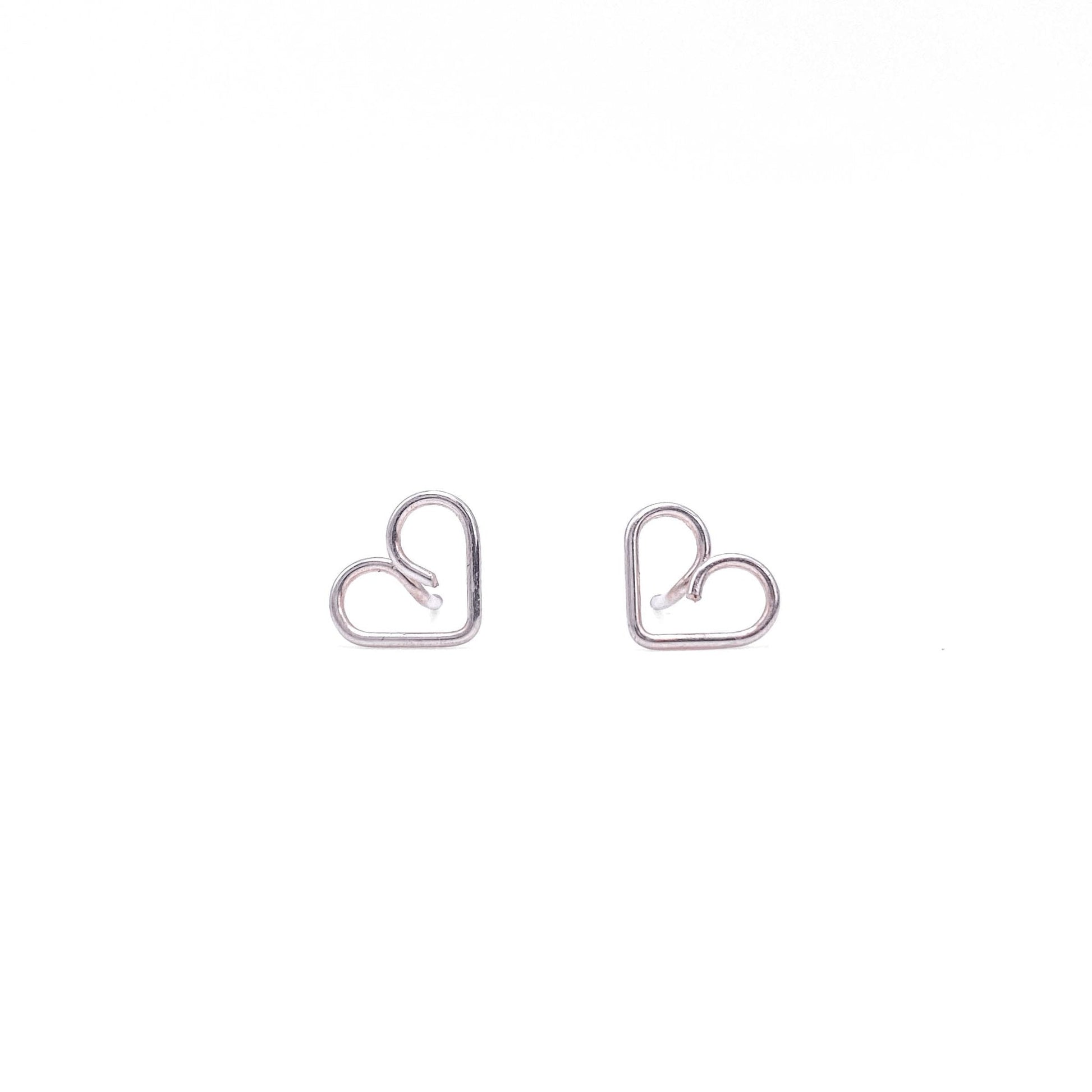 Sterling silver heart stud earrings