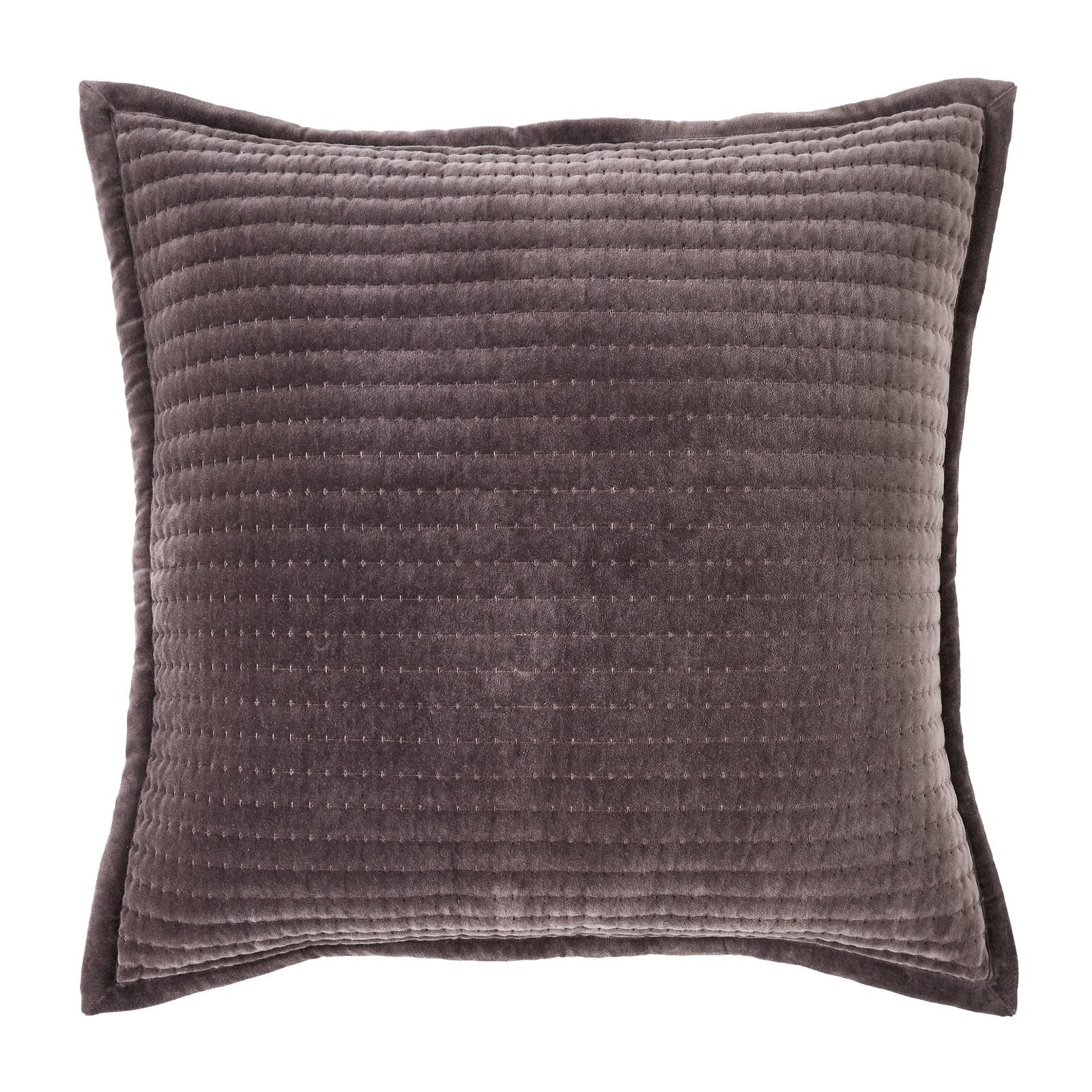 ES-186-2626_1|Rich plum purple velvet coverlet pillow sham, featuring elegant horizontal channel stitching. Luxurious comfort.