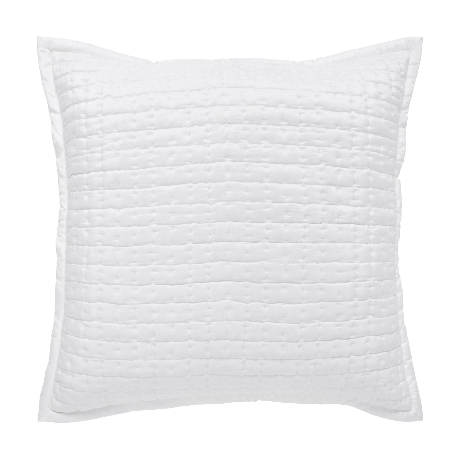 ES-176-X_1|White square quilted decorative pillow with horizontal stitching, perfect for adding texture and comfort to any bed.