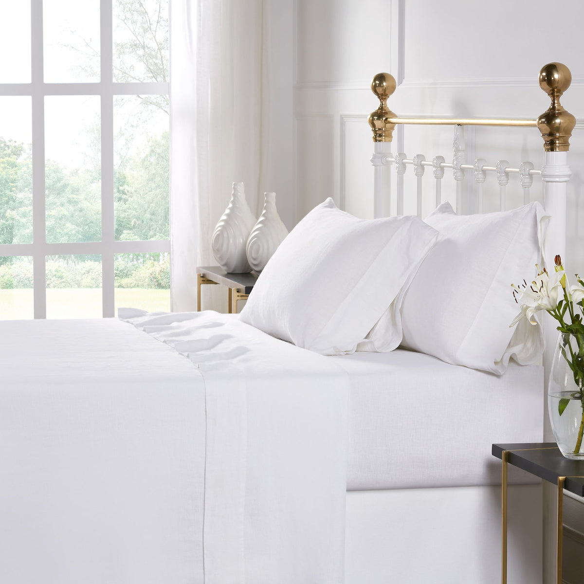 CSS-514-7284_1|Premium 100% linen sheets, offering breathable comfort and luxurious softness. Ideal for any elegant bedroom decor.