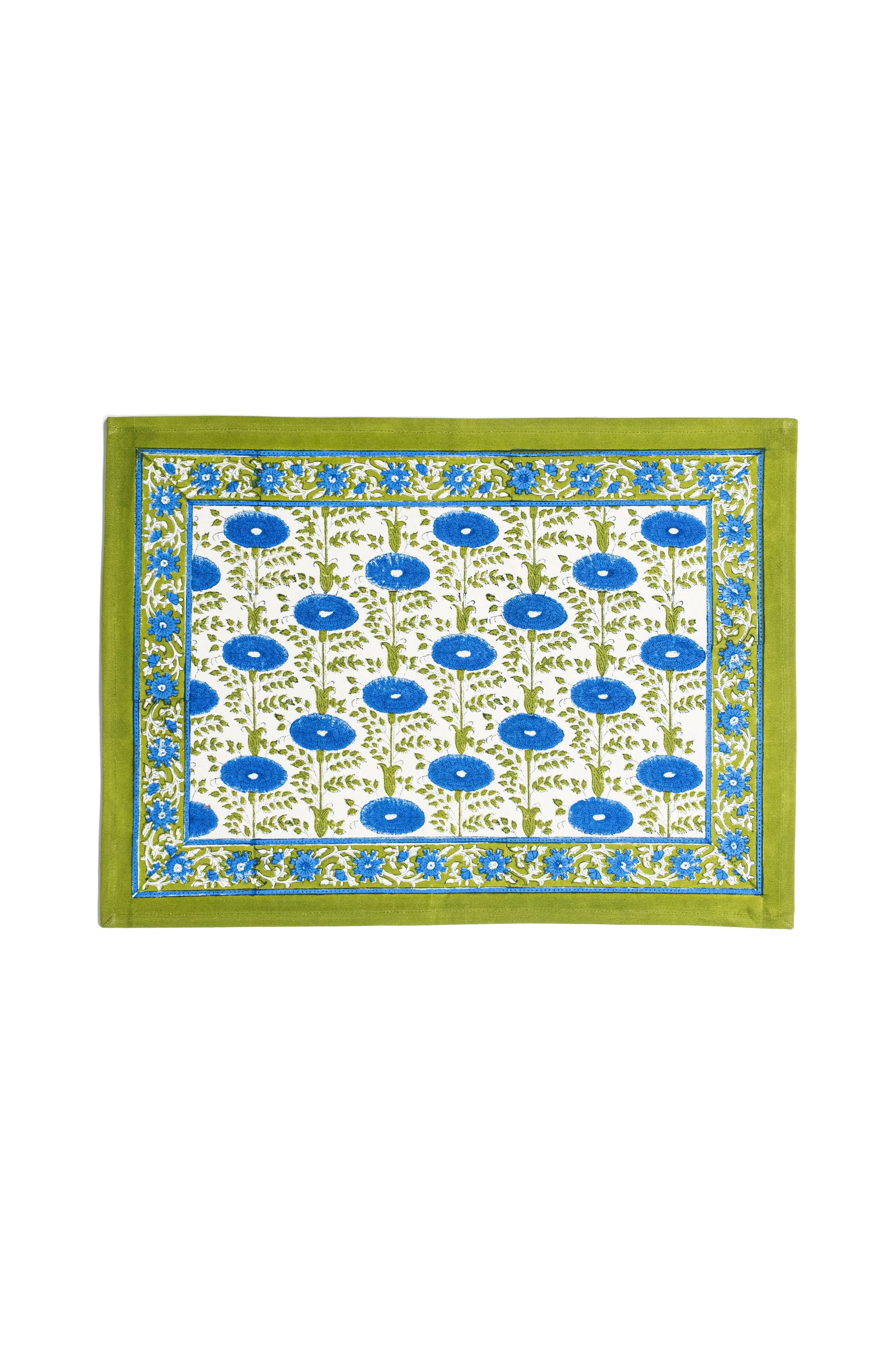 Blue Araminta Blockprint Placemat