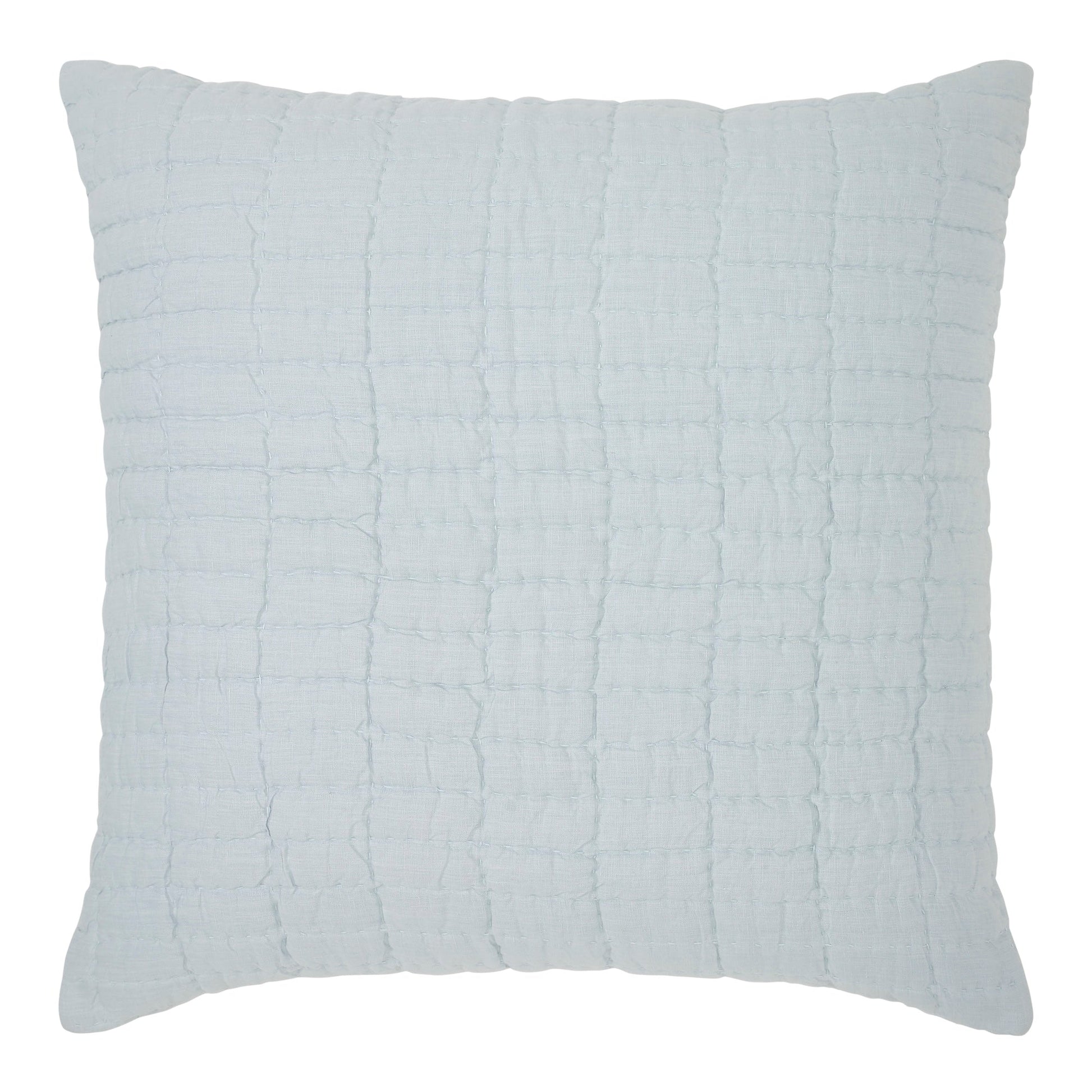 ES-373-2626_1|Light blue square grid quilt, offering a subtle yet modern texture, ideal for refreshing and clean contemporary bedroom decor.