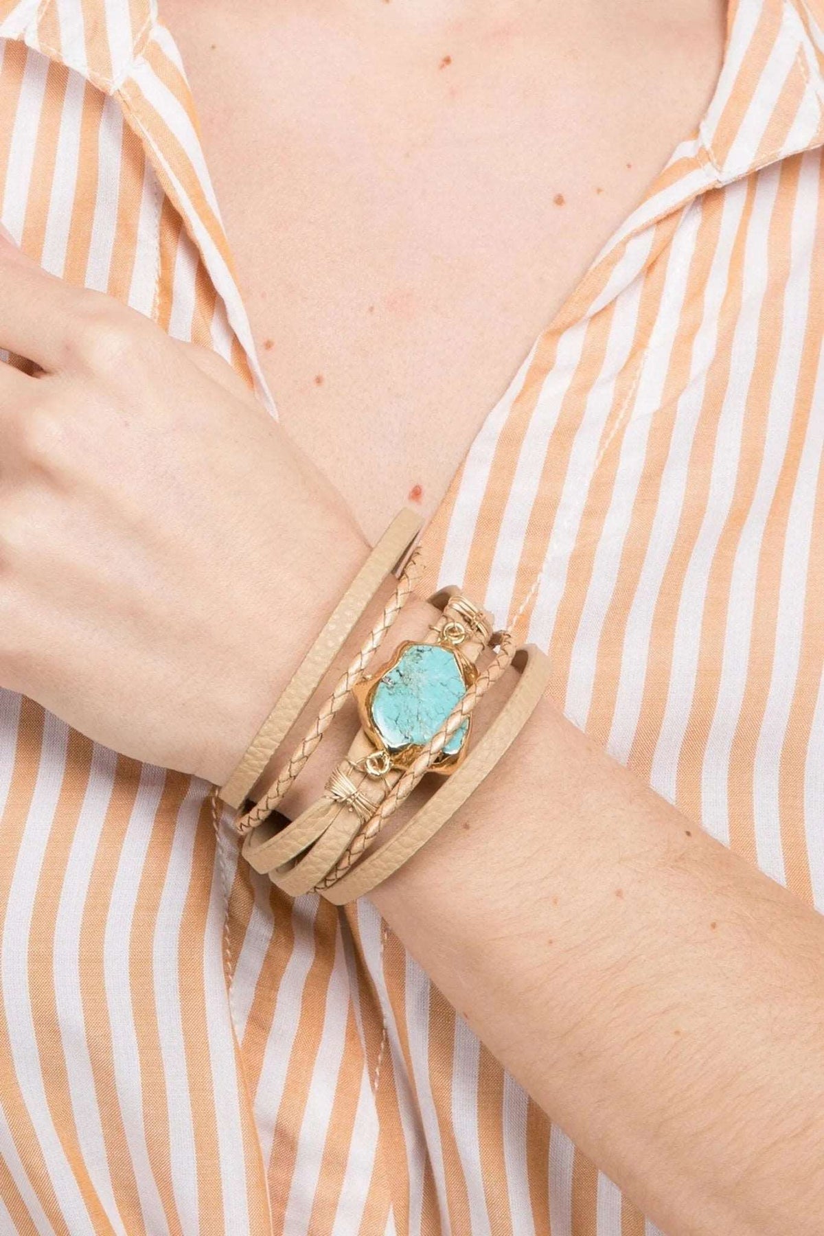 Braided Turquoise Bracelet - Pale Turquoise