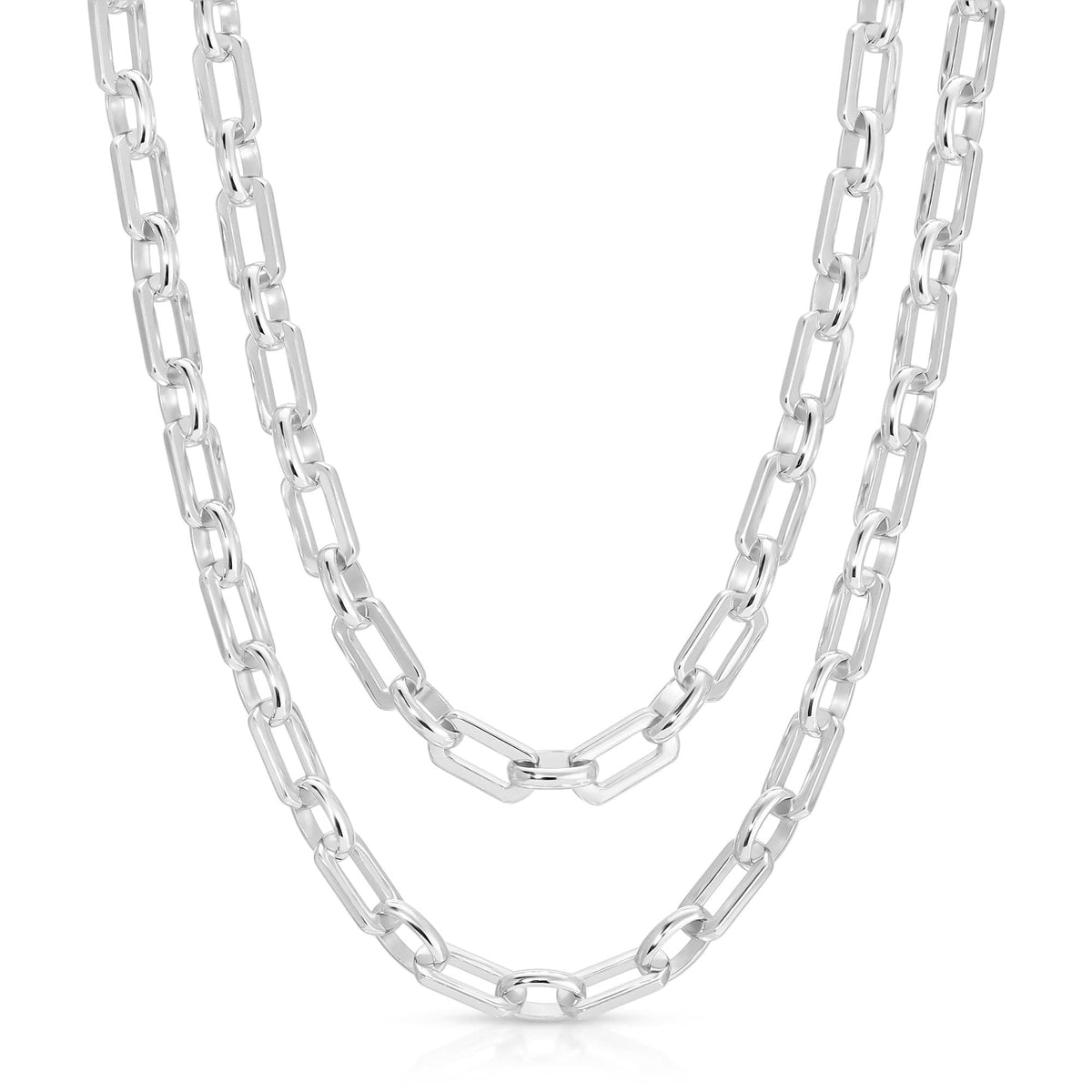 Liv Double Chain Necklace with two shiny silver chains perfect for layering