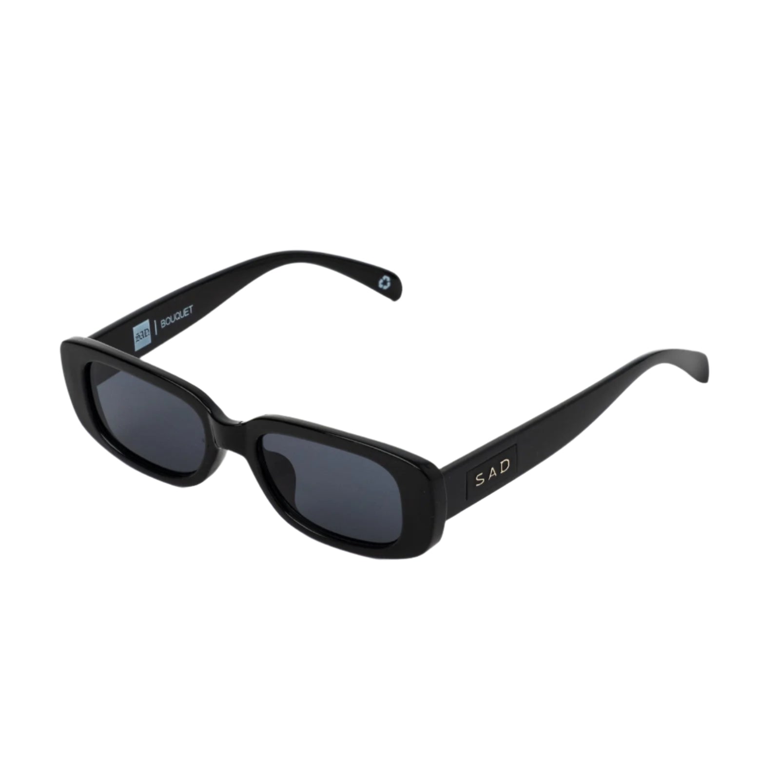 Sad Eyewear Bouquet rectangle sunglasses in gloss black with black tinted lenses
