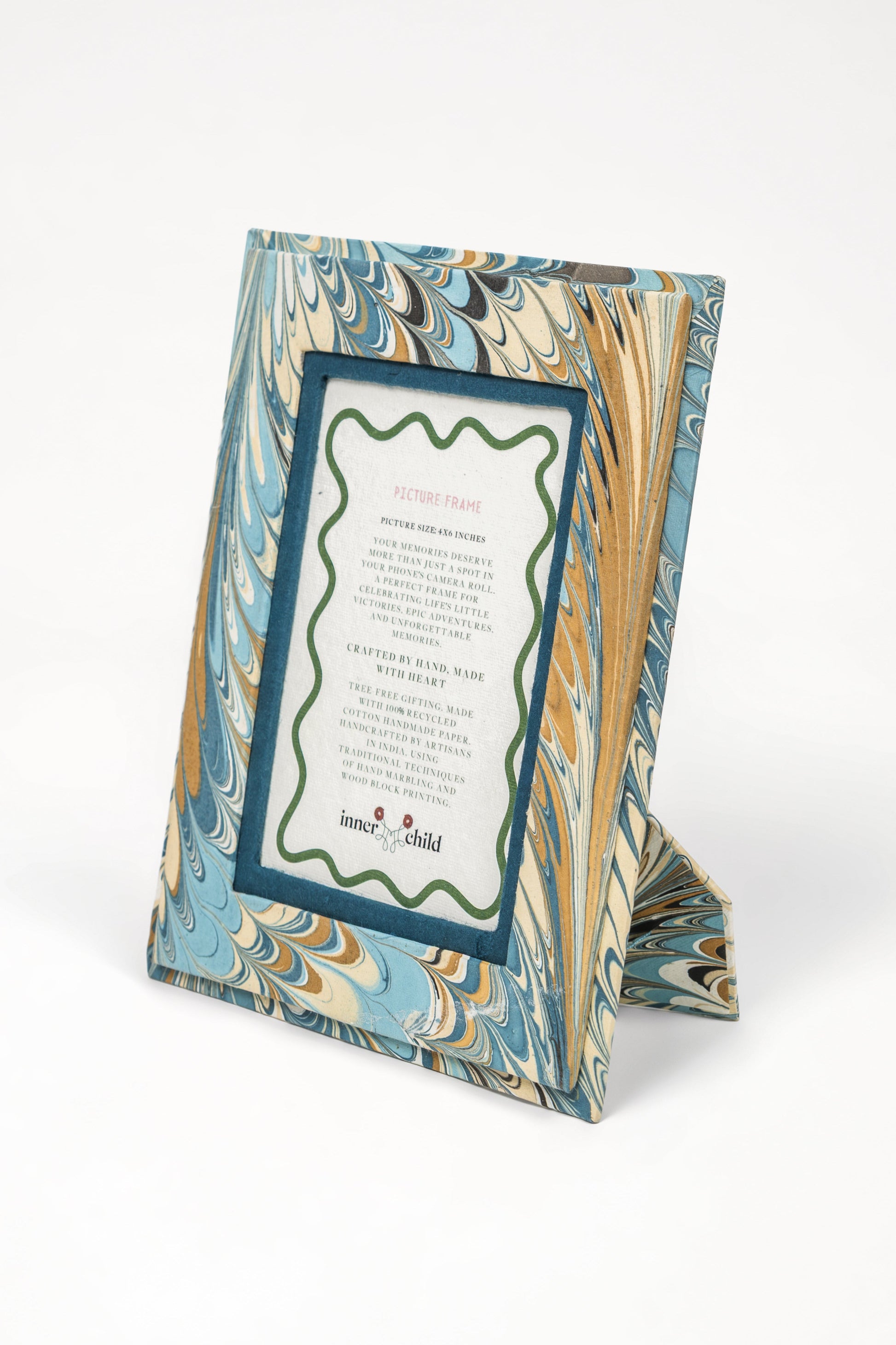 Nila feathers hand-marbled 4x6 picture frame by Inner Child